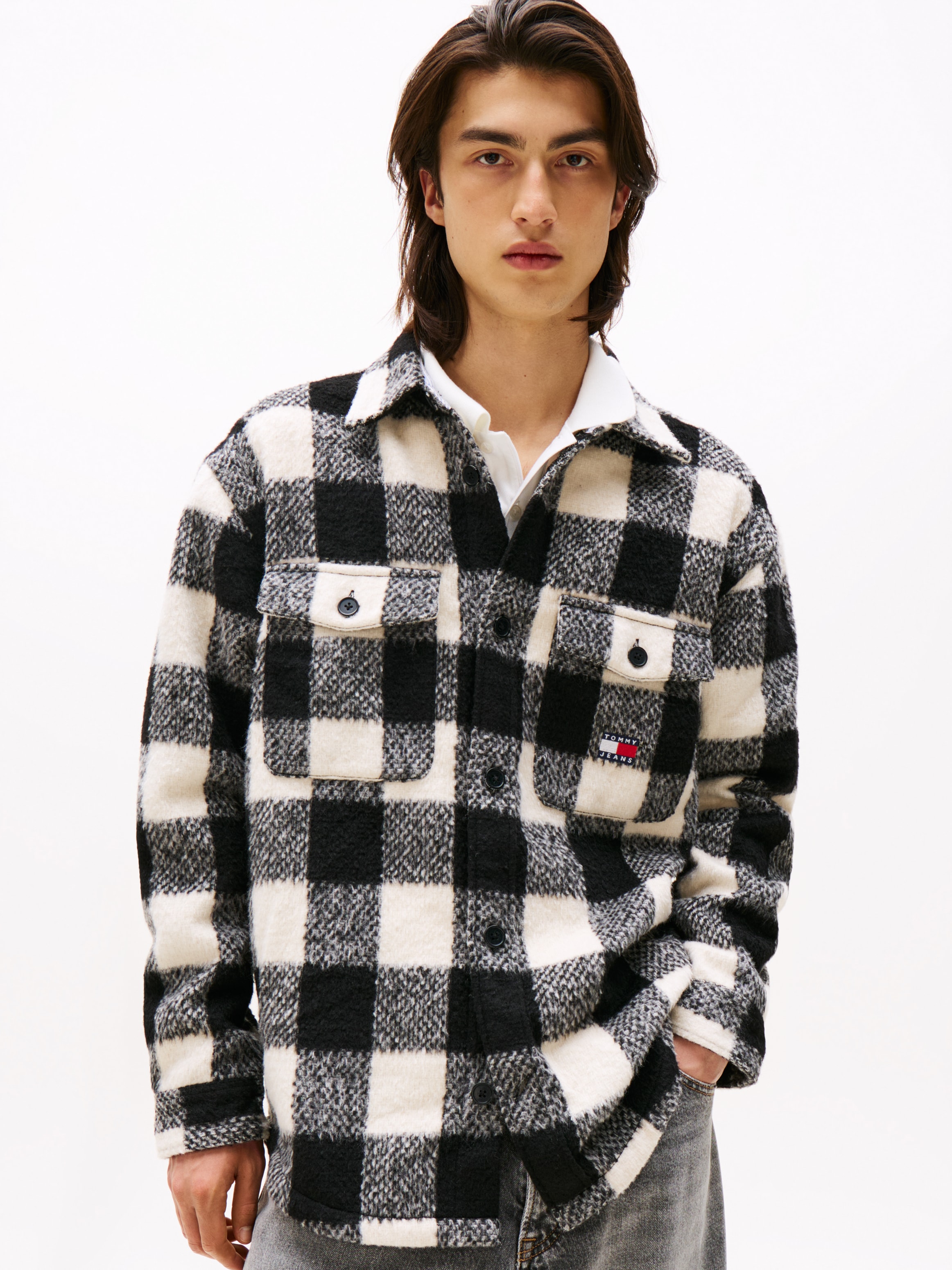 Tommy Jeans Hemdjacke "TJM CHECK OVERSHIRT", Flanell, oversized, dezent str günstig online kaufen