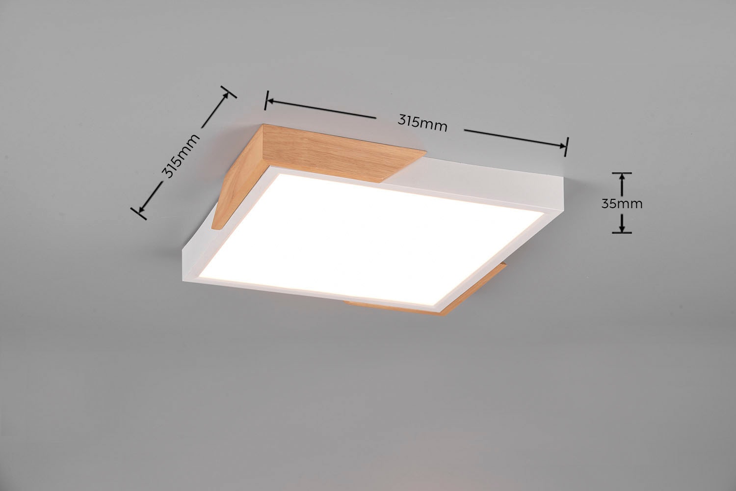 REALITY Leuchten LED Deckenleuchte »Meta«, 1 flammig, Leuchtmittel LED-Board | LED fest integriert, Deckenlampe Holzschirm 31x31cm, 20W/2400Lumen, warmweiß 3000K, dimmbar