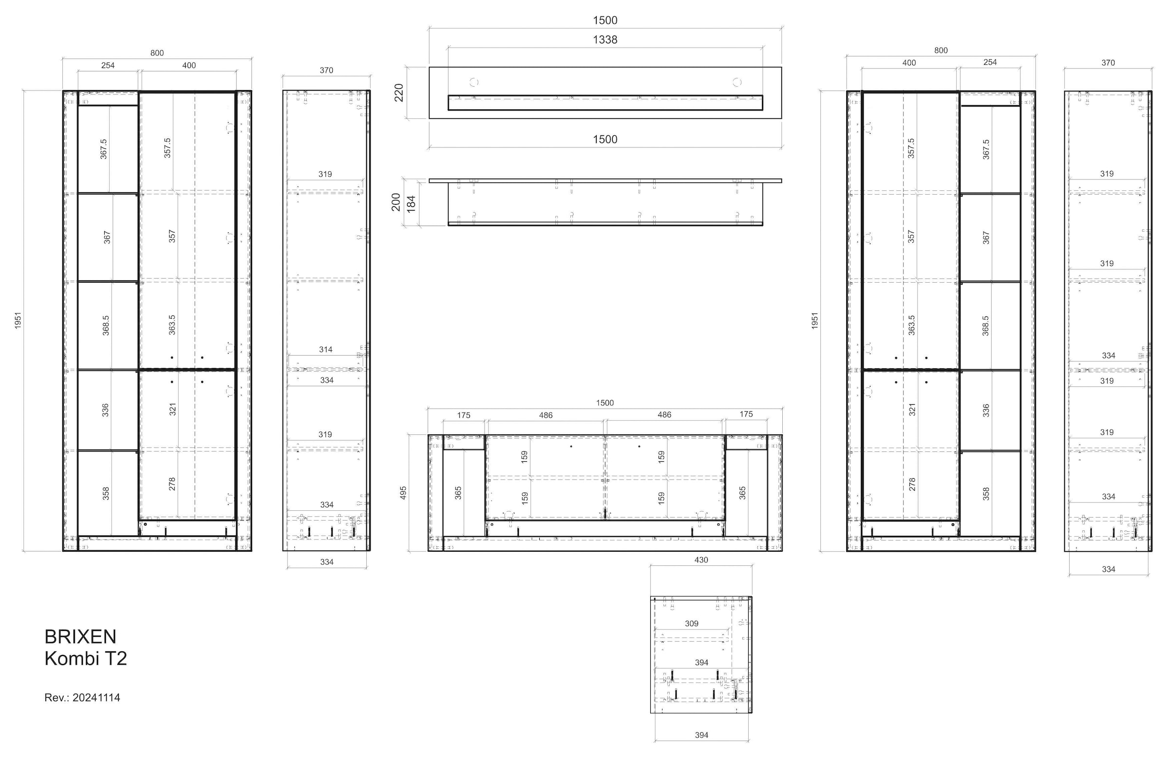 INOSIGN Wohnwand »Brixen, moderne Anbauwand, Wohnzimmer-Set, Eiche Evoke Dekor mit Weiß«, (Set, 4 St.), enthält Stauraumelemente, Lowboard und Wandboard
