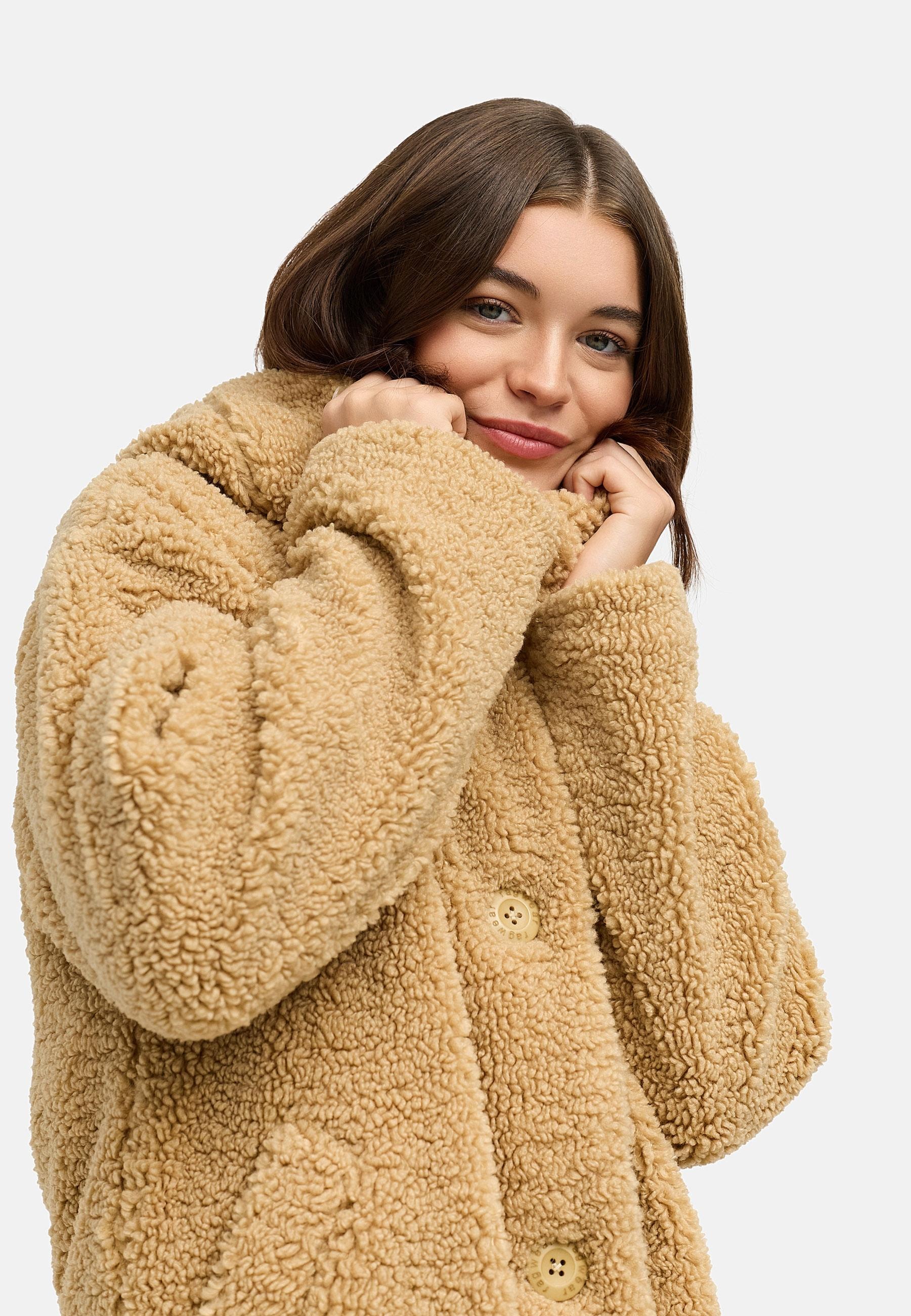 Ragwear Langmantel »Joonie YOUMODO«, Langer Plüschmantel mit Kapuze