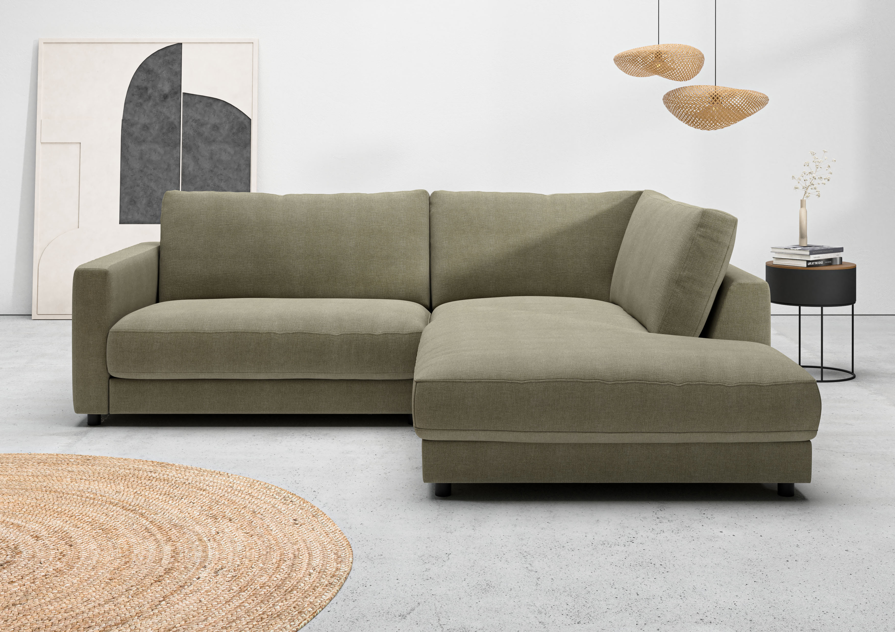Home affaire Ecksofa "Ecksofa Jiro, L-Form, große Sitztiefe, Breite 252 cm" lose Sitz- & Rückenkissen, weicher Polsteraufbau, komfortabel & modern