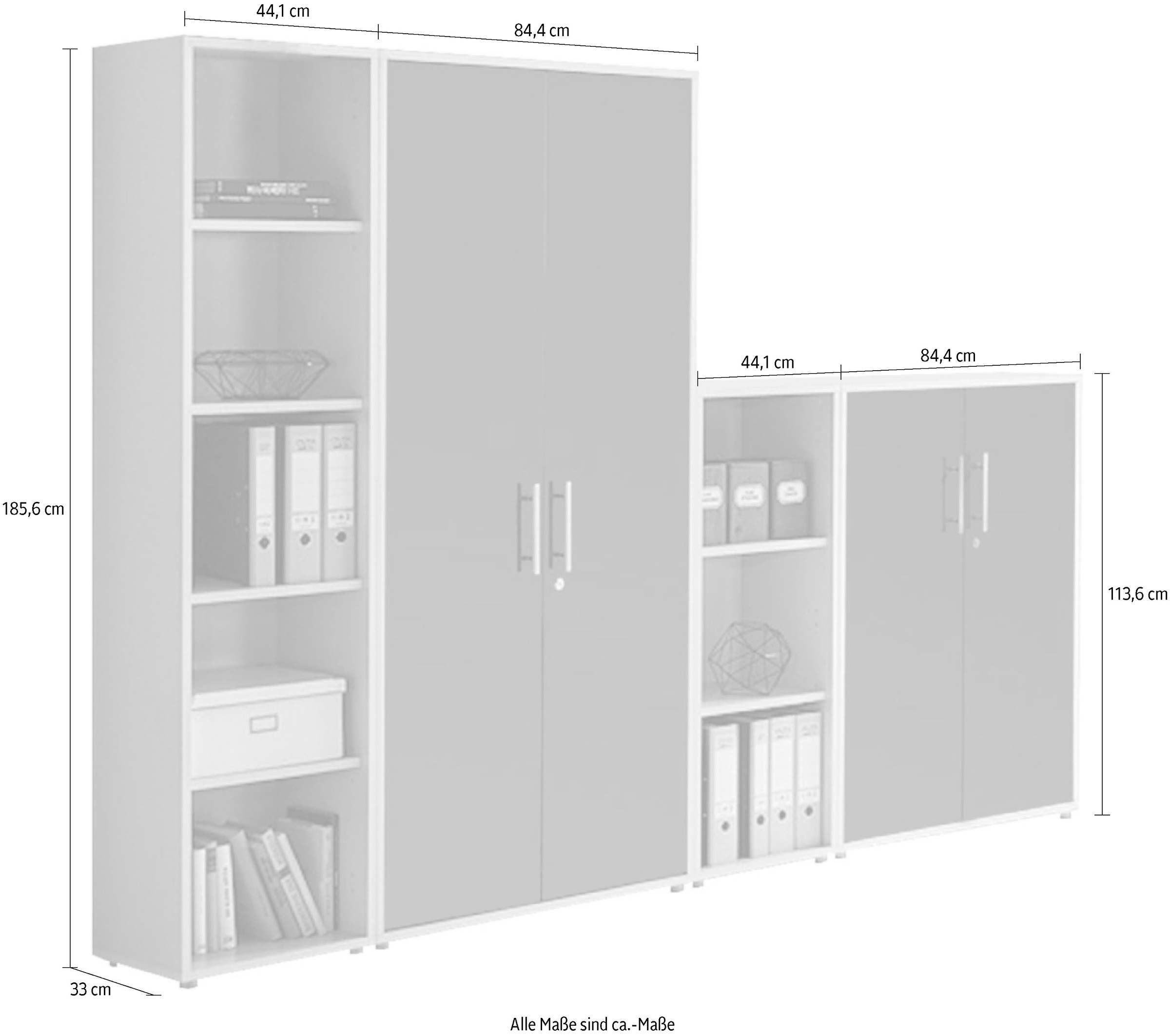 BMG Möbel Büro-Set »TABOR (Set, 4 St.) | kaufen hoch«, 2 BAUR