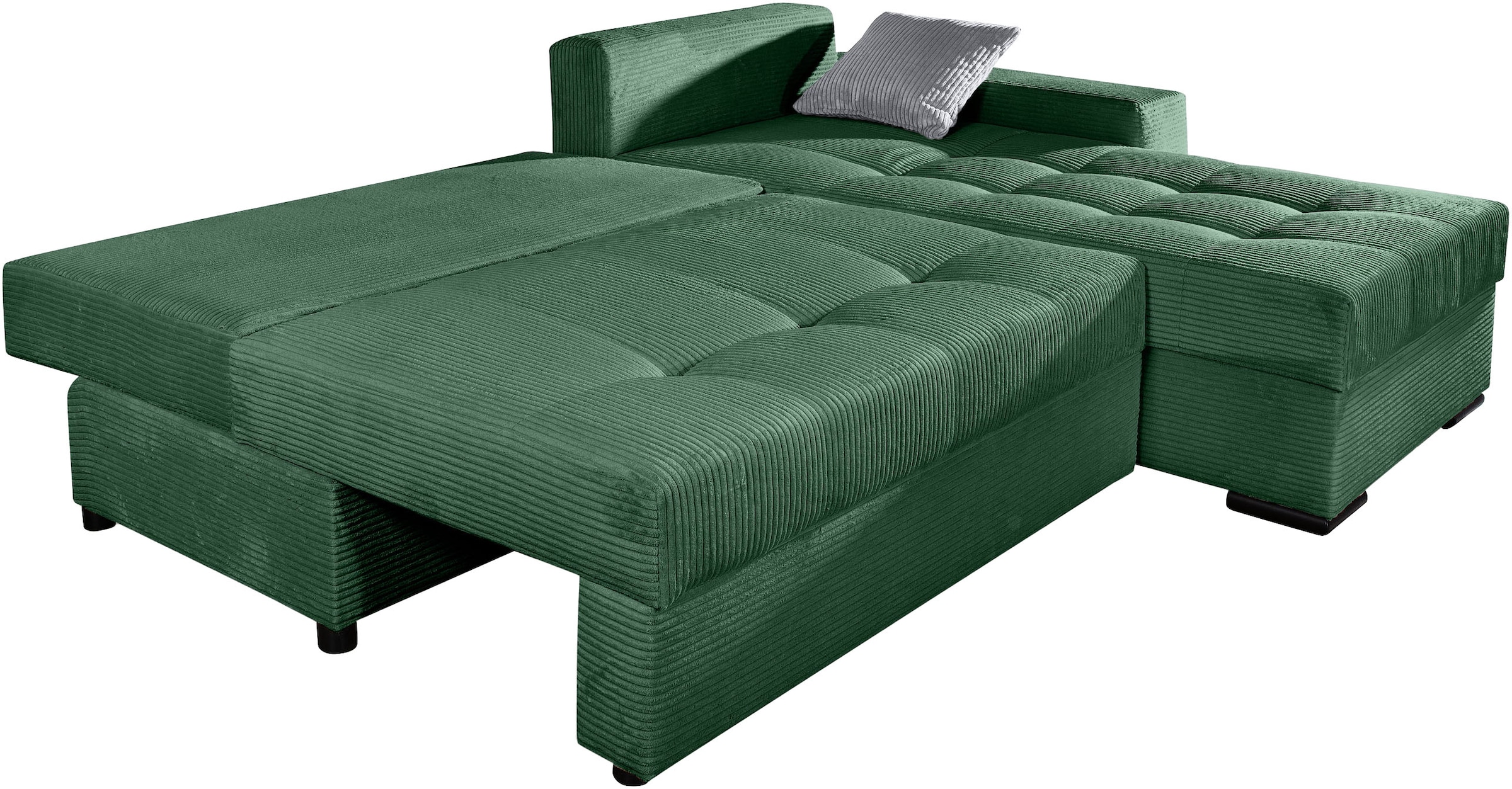 COLLECTION AB Ecksofa »Josy L-Form, B: 214 cm in Cord, Cord-Mix« Bettfunktion, Bettkasten & 2 Zierkissen, Federkern