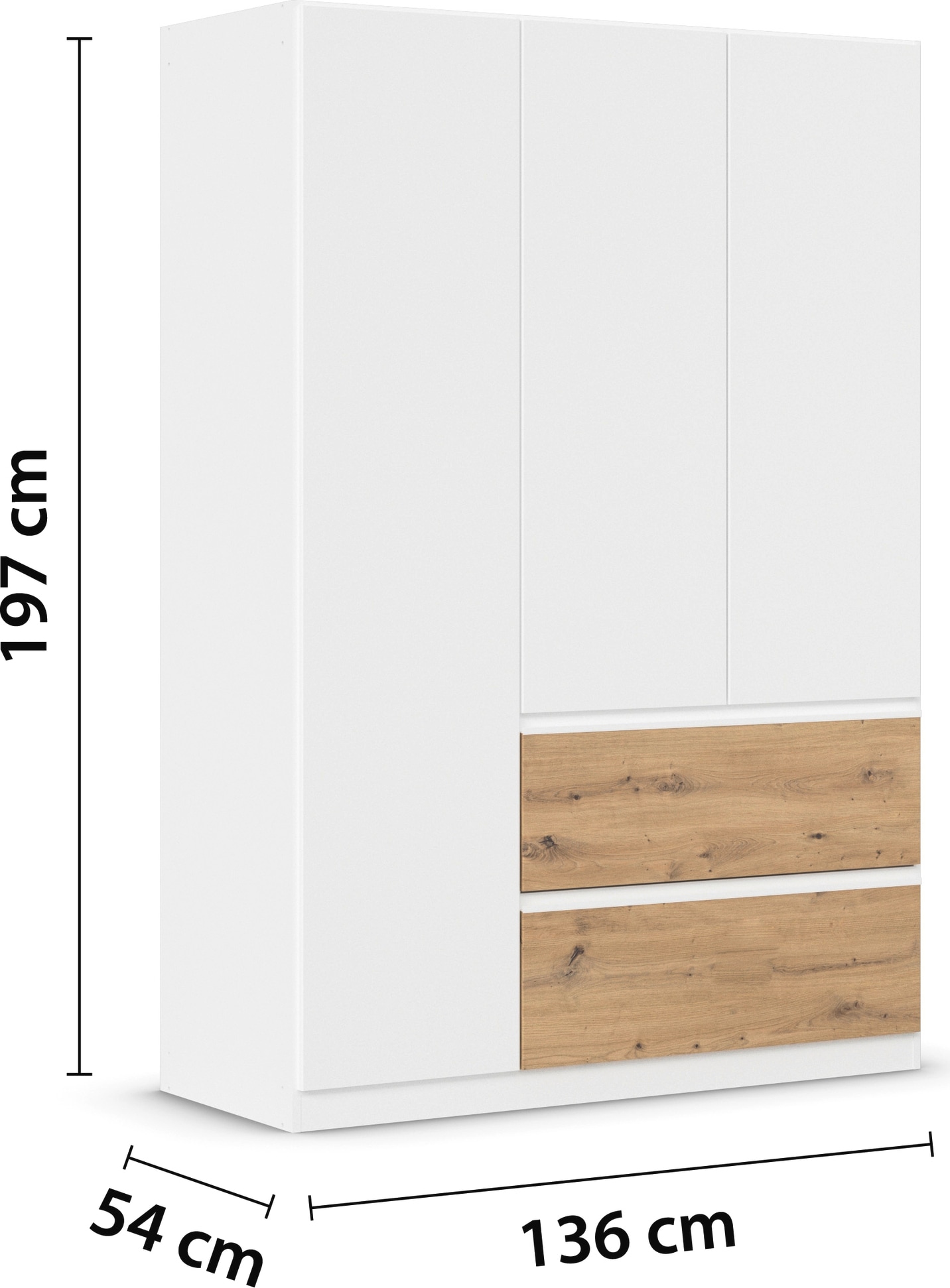 rauch Drehtürenschrank »Kleiderschrank Schrank Garderobe Wäscheschrank COSTA in 3 Breiten«, viel Platz, grifflose Front und Push-to-Open Funktion MADE IN GERMANY