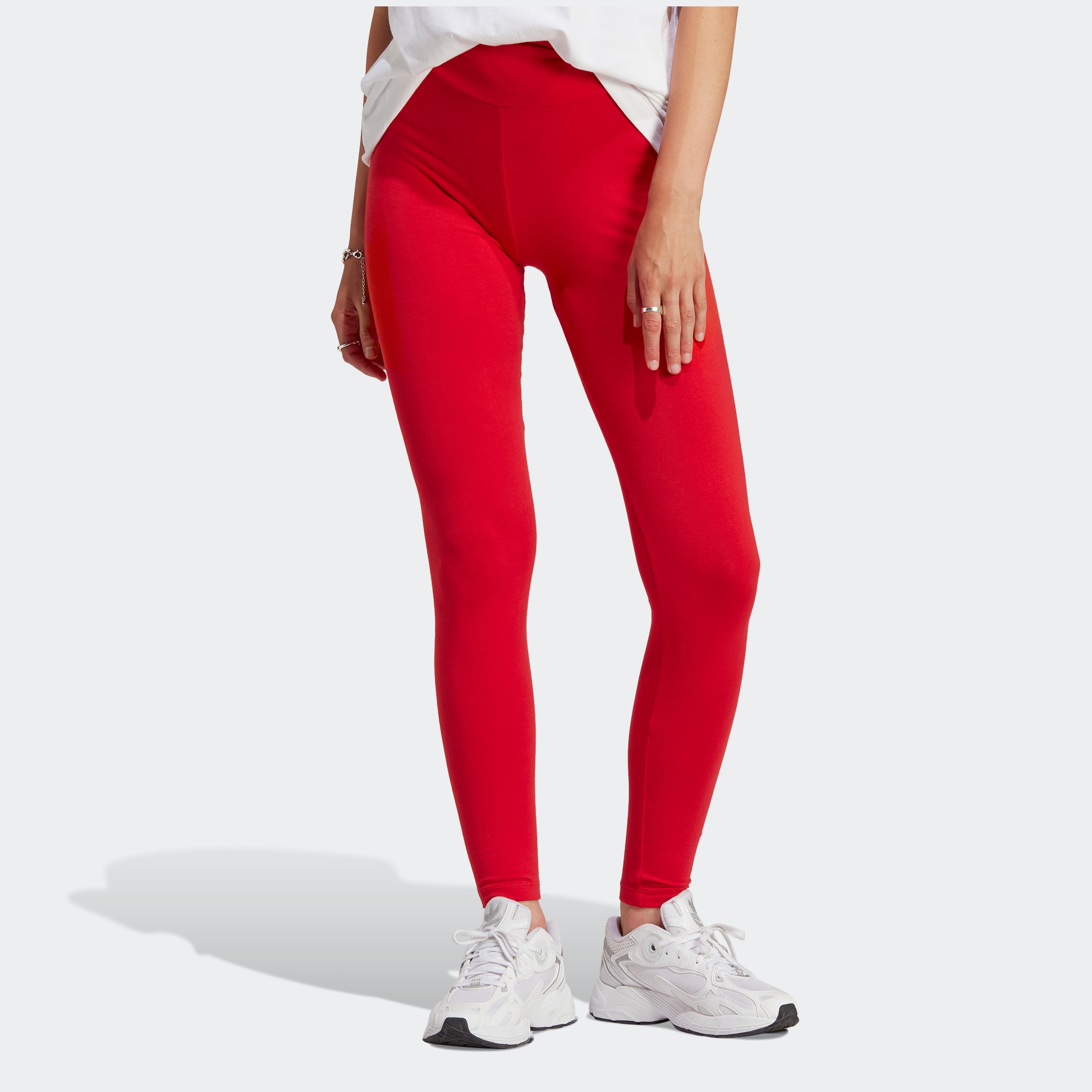 Yoga-leggings essentials hoher bund, 7/8-länge weinrot Adidas