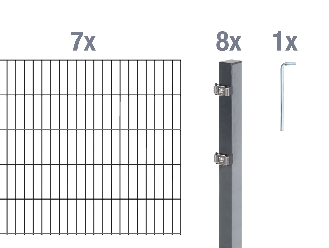 Alberts Doppelstabmattenzaun "Grundset" Höhe: 80-200 cm, Gesamtlänge: 4-30 m, zum Einbetonieren