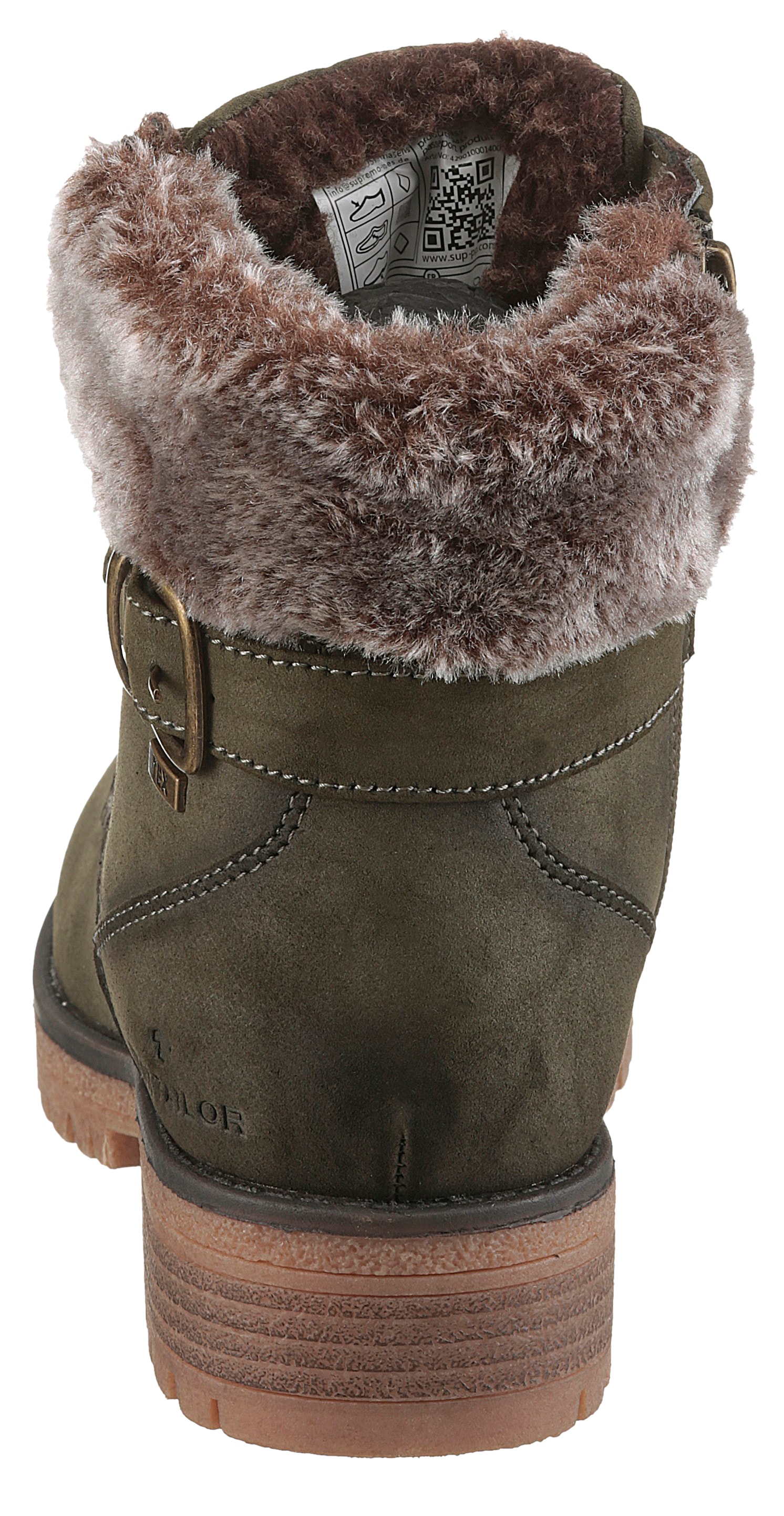 TOM TAILOR Winterboots, Blockabsatz, Schnürboots, Winterstiefelette, modische Zierschnalle