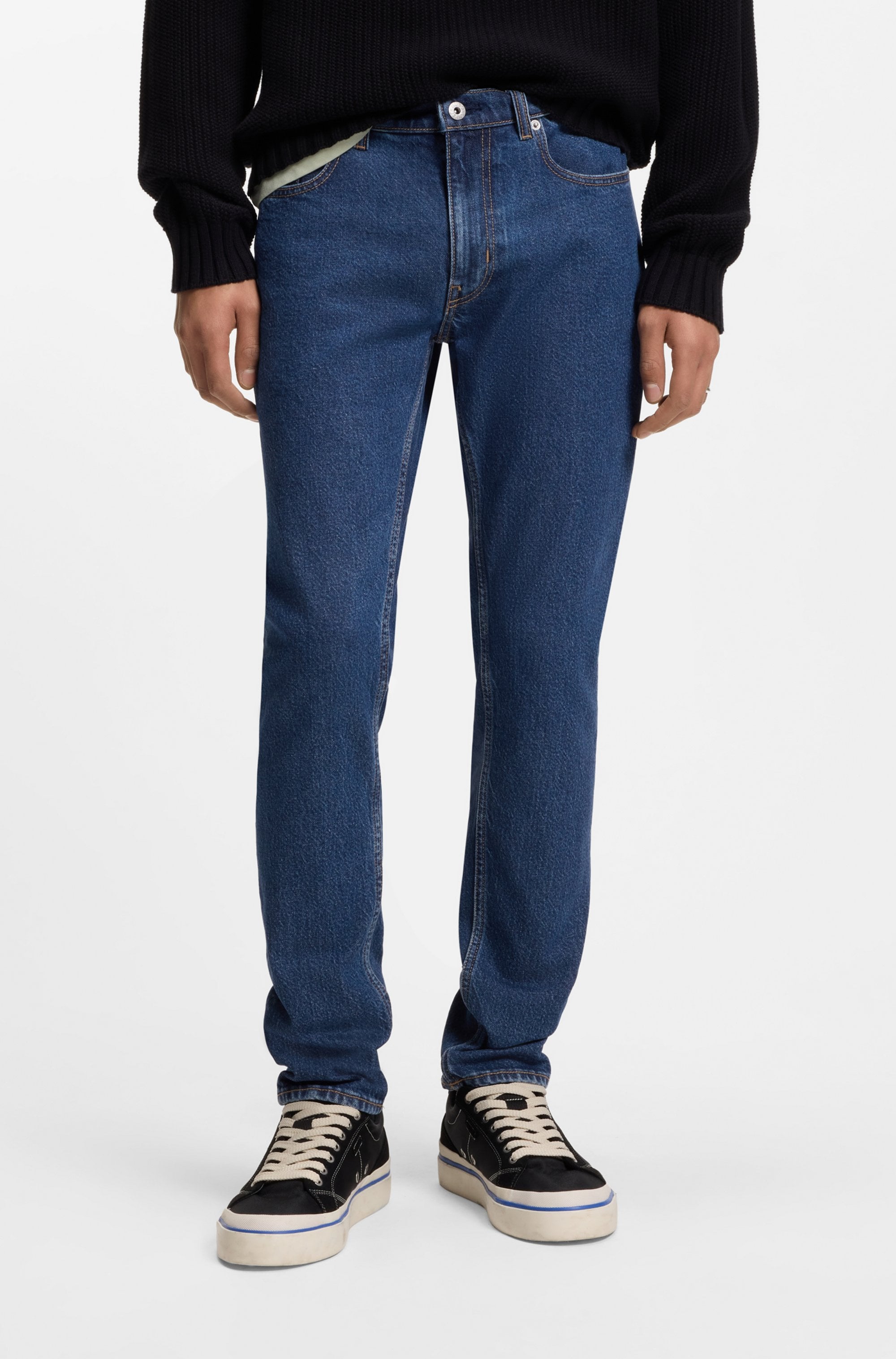 HUGO Slim-fit-Jeans enger Beinverlauf, mittlere Bundhöhe, stone washed