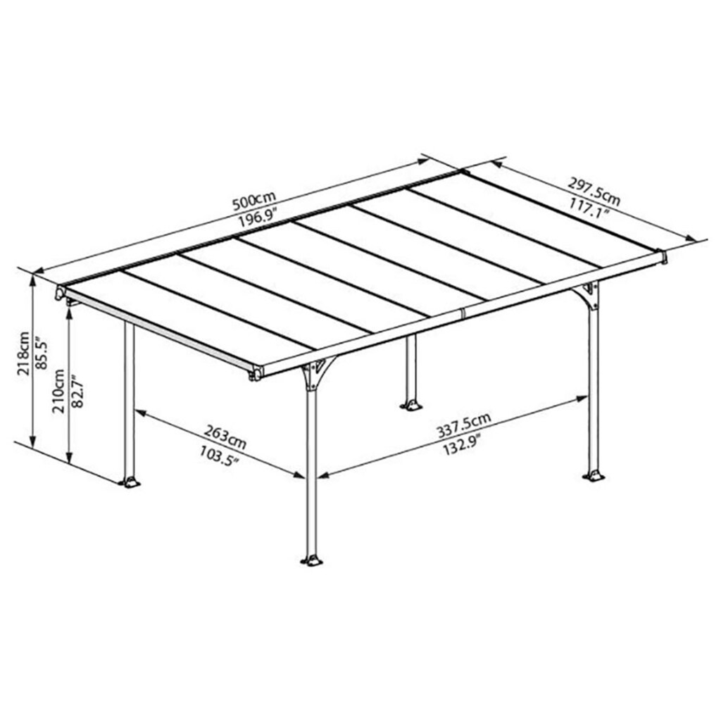 Palram - Canopia Einzelcarport »Verona«, Aluminium, 263 cm, Anthrazit