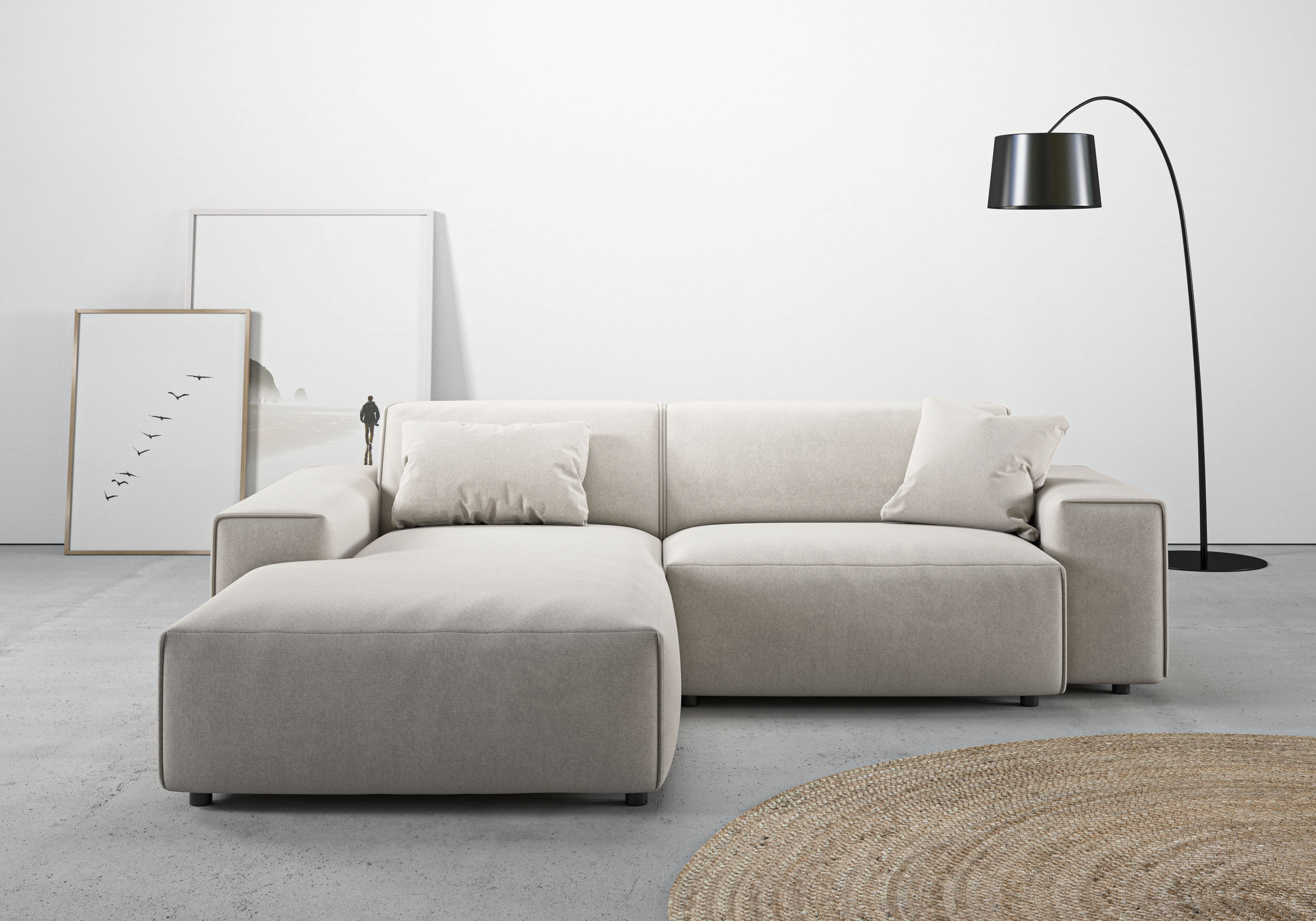 Home affaire Ecksofa "Glimminge L-Form auch in Breitcord, Feincord + Easy care-Bezug," Breite 234, Zierkissen
