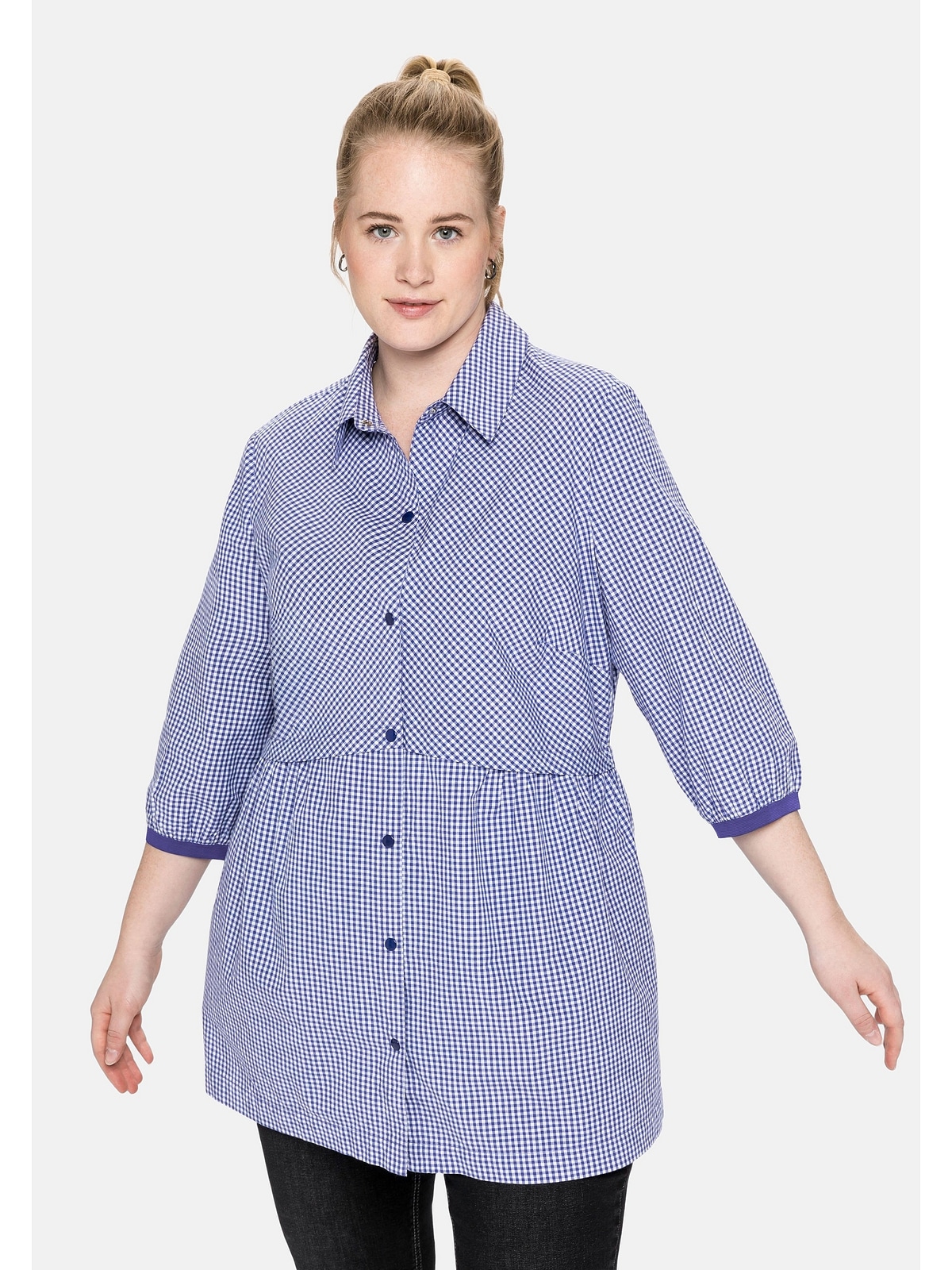 kaufen Sheego Größen«, in 3/4-Ärmeln, | mit online A-Silhouette BAUR »Große Hemdbluse