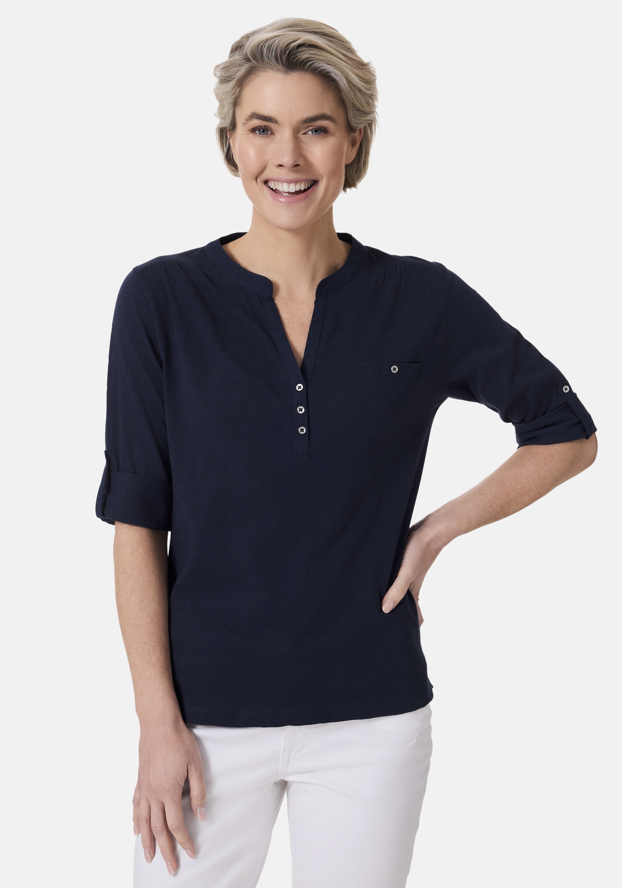 STOOKER WOMEN 3/4-Arm-Shirt "MARIE T-Shirt 3/4-Arm", Regular Fit Slub Yarn günstig online kaufen