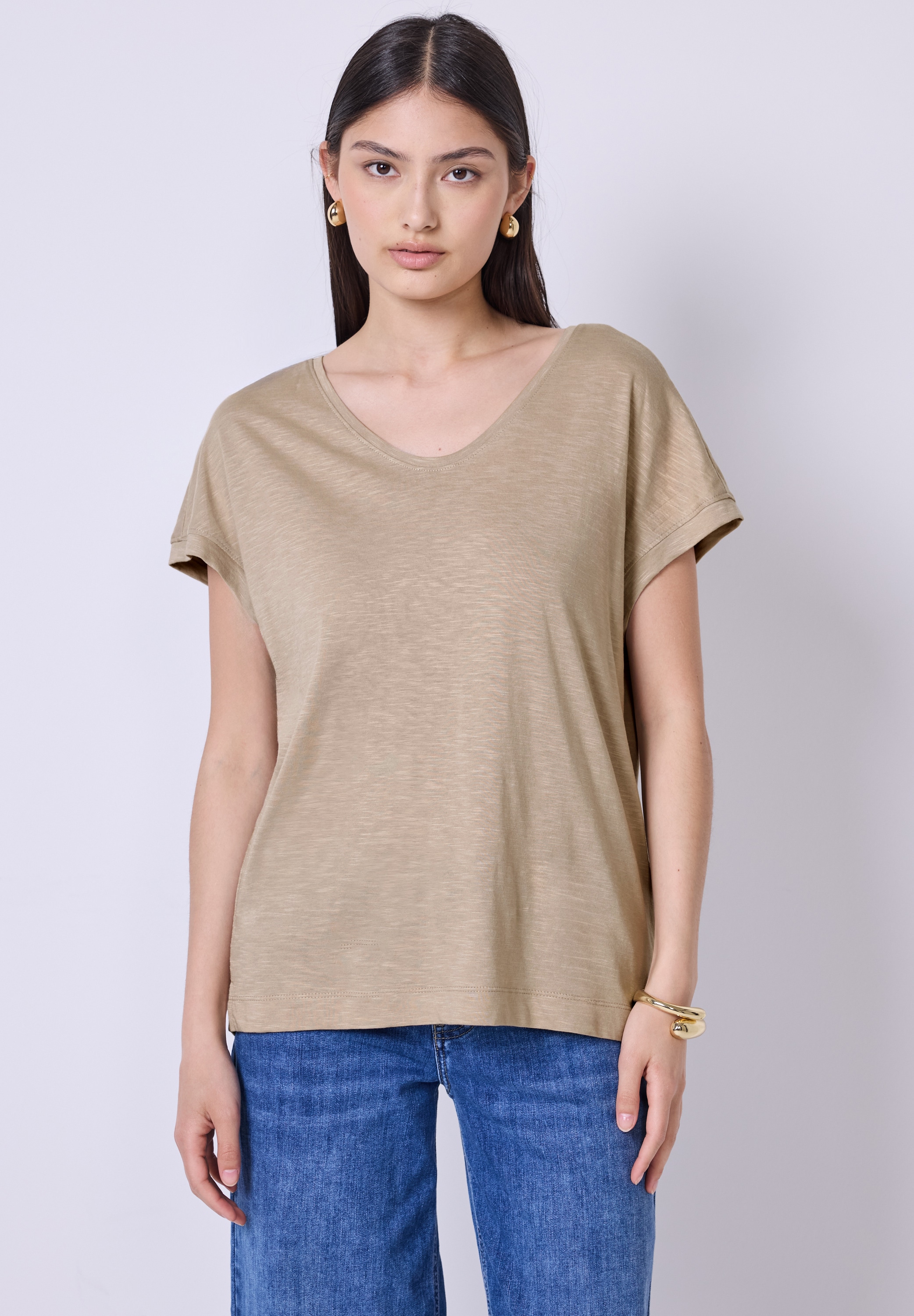 STREET ONE STUDIO V-Shirt, im soften Baumwoll-Mix günstig online kaufen