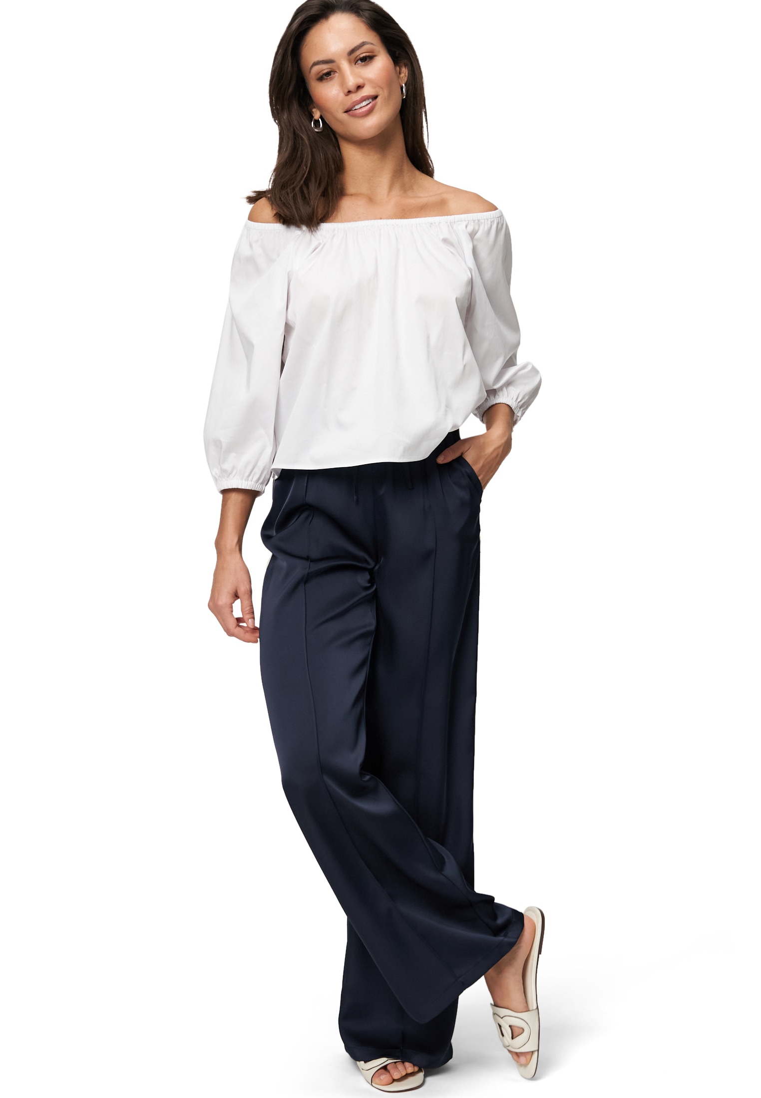Zero Shirtbluse »zero Blusenshirt mit tiefem Rundhalsausschnitt«
