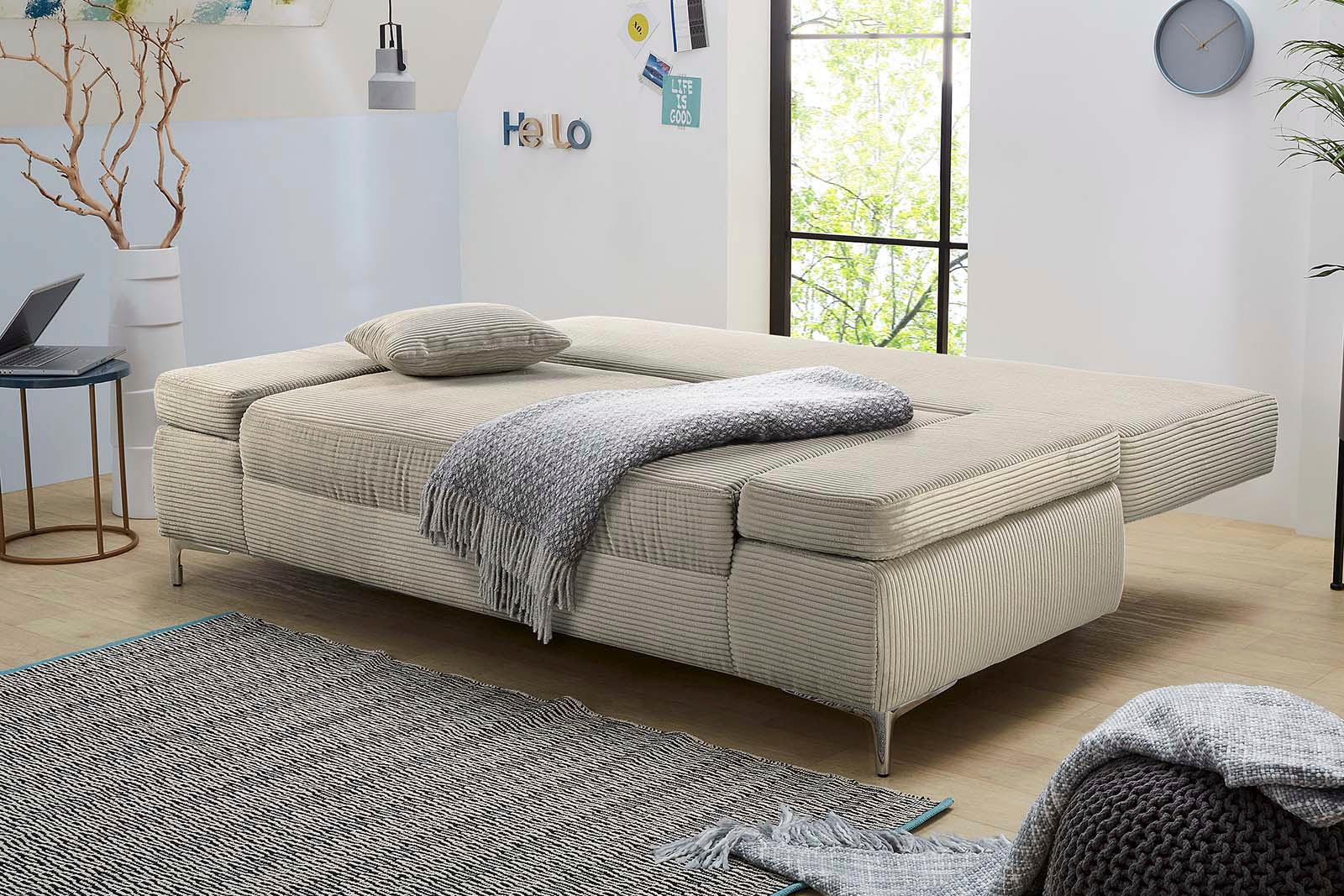 Jockenhöfer Gruppe Schlafsofa "Jano, B: 202 cm, Liegefl. 144x200 cm" mit Schlaffunktion, Bettkasten, Armteilverstellung & 1 Zierkissen
