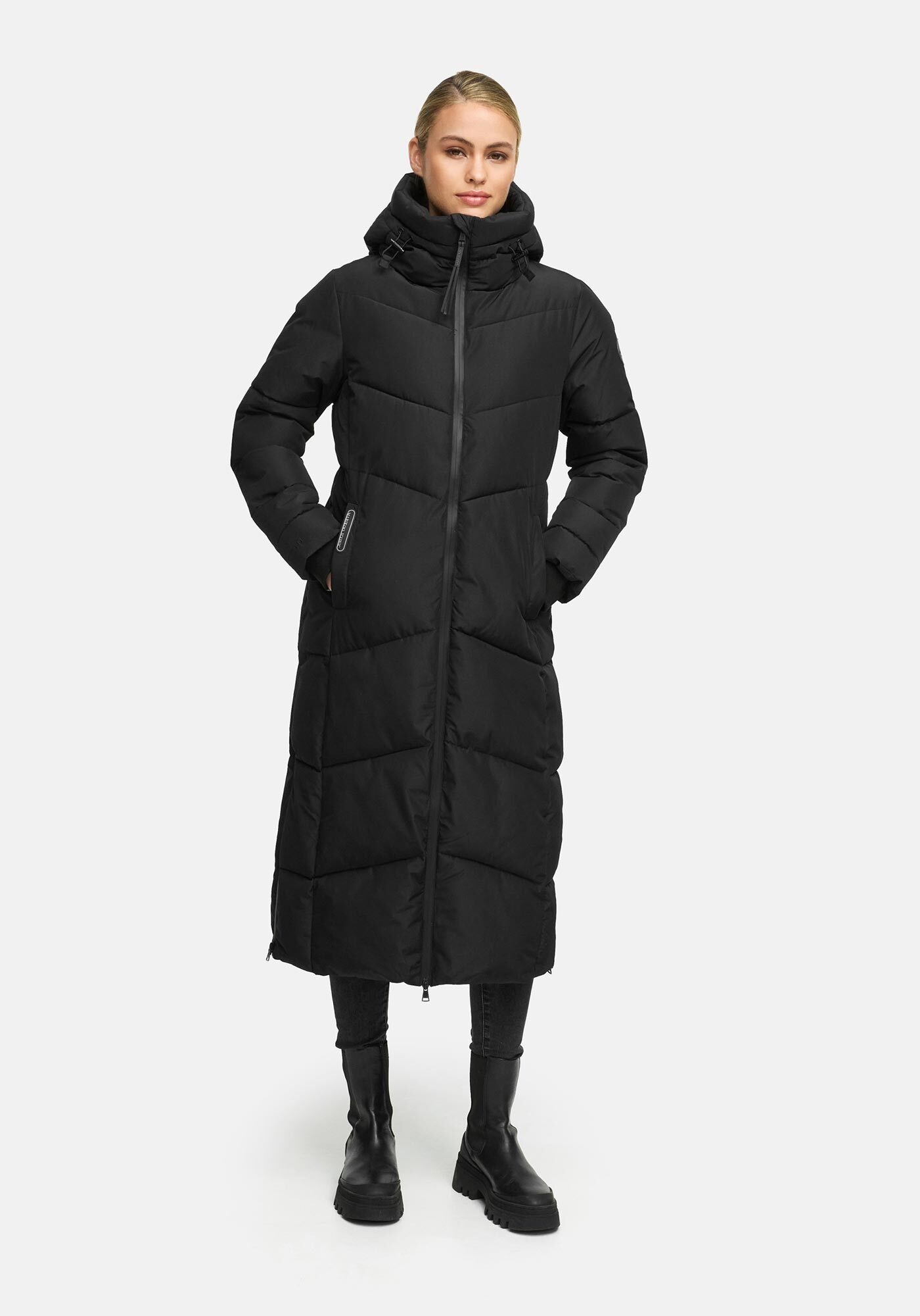 Marikoo Winterjacke "Firella" extra lange Passform mit seitlichen Schlitzen
