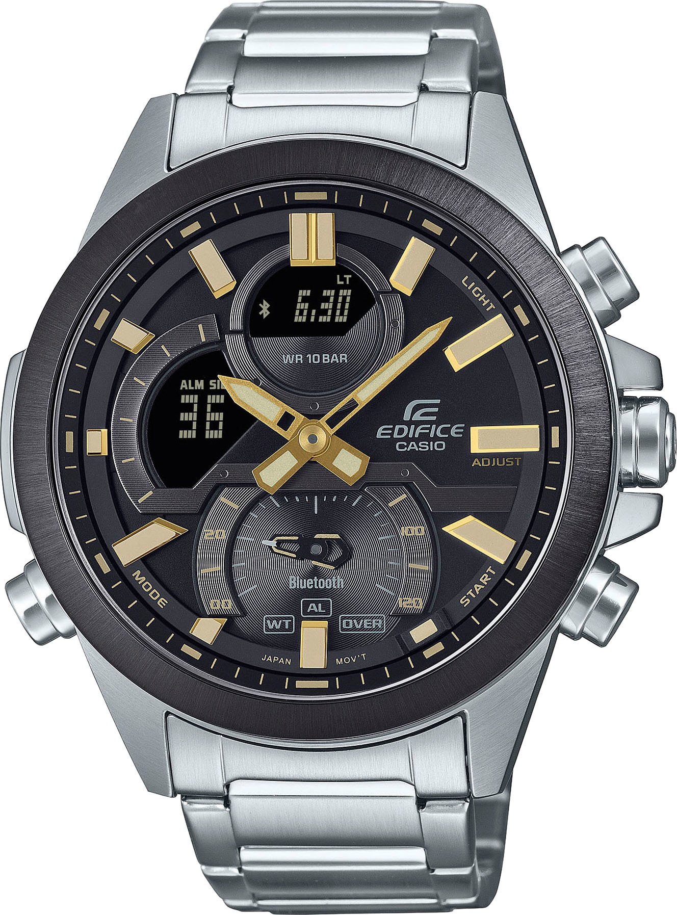 CASIO EDIFICE Smartwatch, Armbanduhr, Herrenuhr, Edelstahlarmband, Bluetooth,bis 10 bar wasserd.)