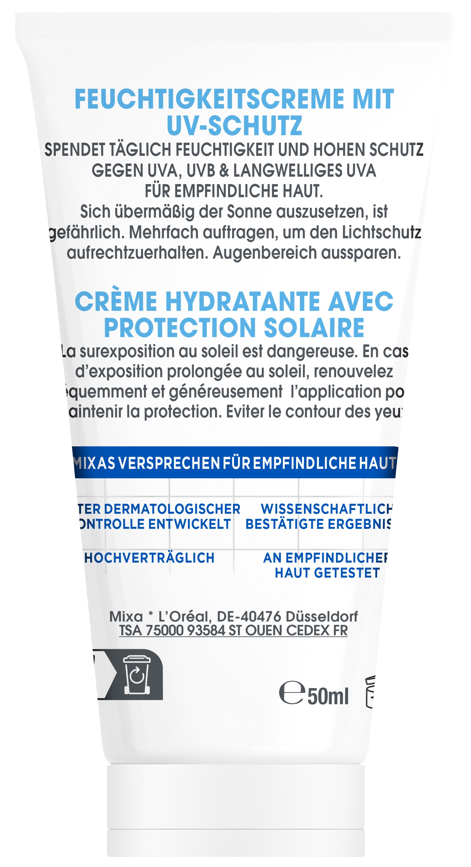 Mixa Feuchtigkeitscreme »Mixa Feuchtigkeitscreme UV-Schutz«, mit hoher Wirksamkeit