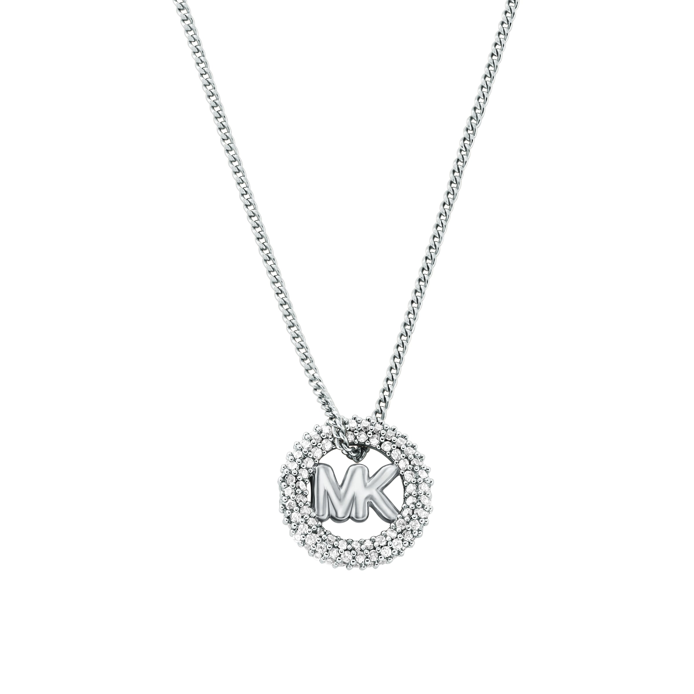 Kette mit Anhänger MICHAEL KORS "Schmuck Geschenk Metall Halsschmuck PREMIUM", metallfarben, kristallweiß, Halsketten, Damen, Metall, L: 45,5 B: 1mm, mit Zirkonia (synth.), B:1mm