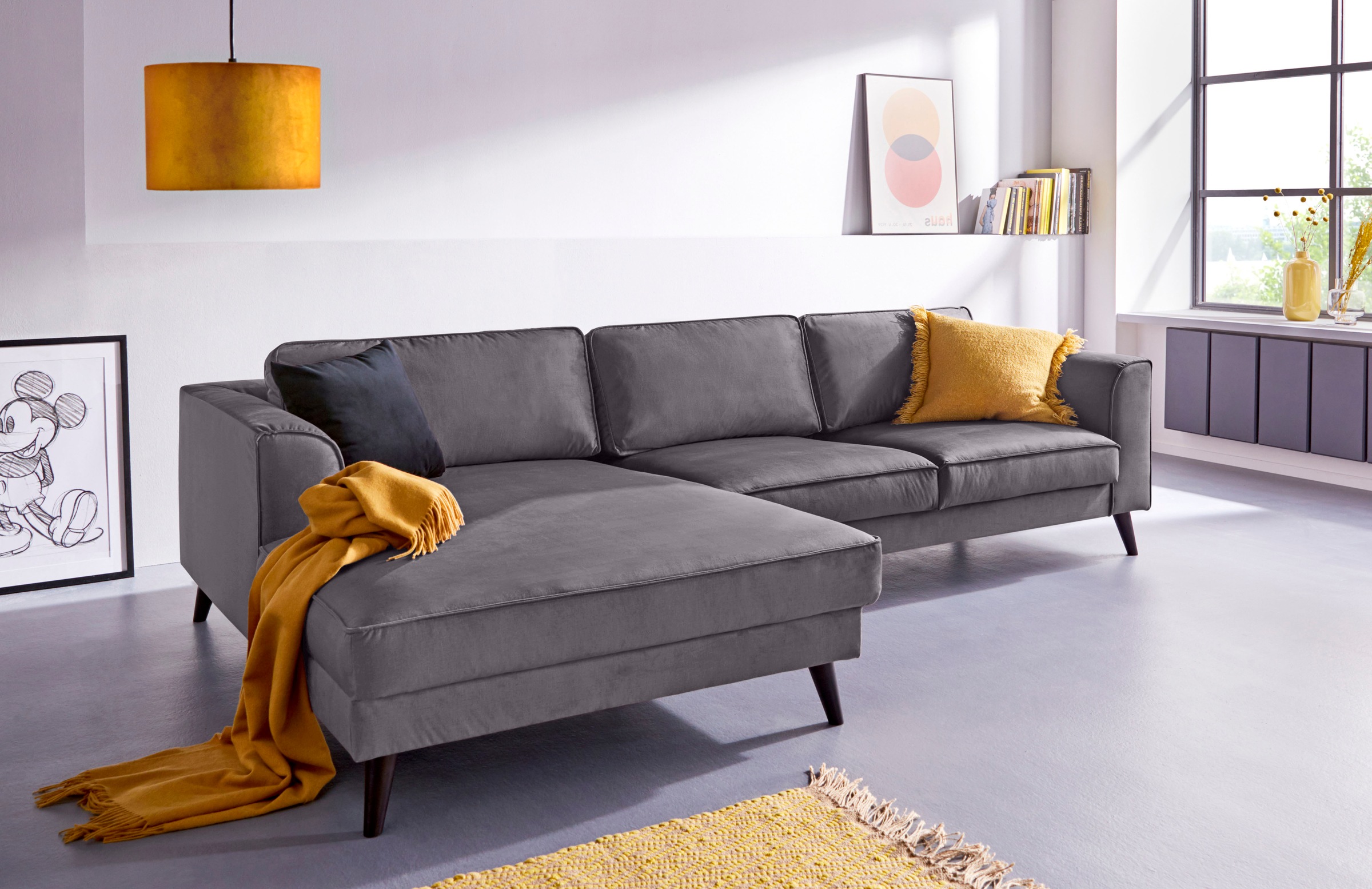 INOSIGN Ecksofa "Lumber Jack, elegant und bequem, Breite 280, hoher Fuß, L- günstig online kaufen