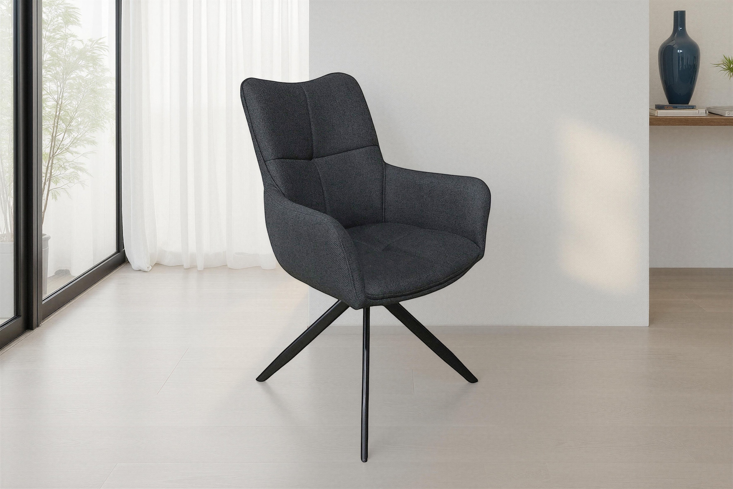 byLIVING Esszimmerstuhl »HAMILTON« (Set) 2 Stk.Webstoff, bis 110 kg, 360° drehbar, Schaumstoff, 4er Kreuzgestell