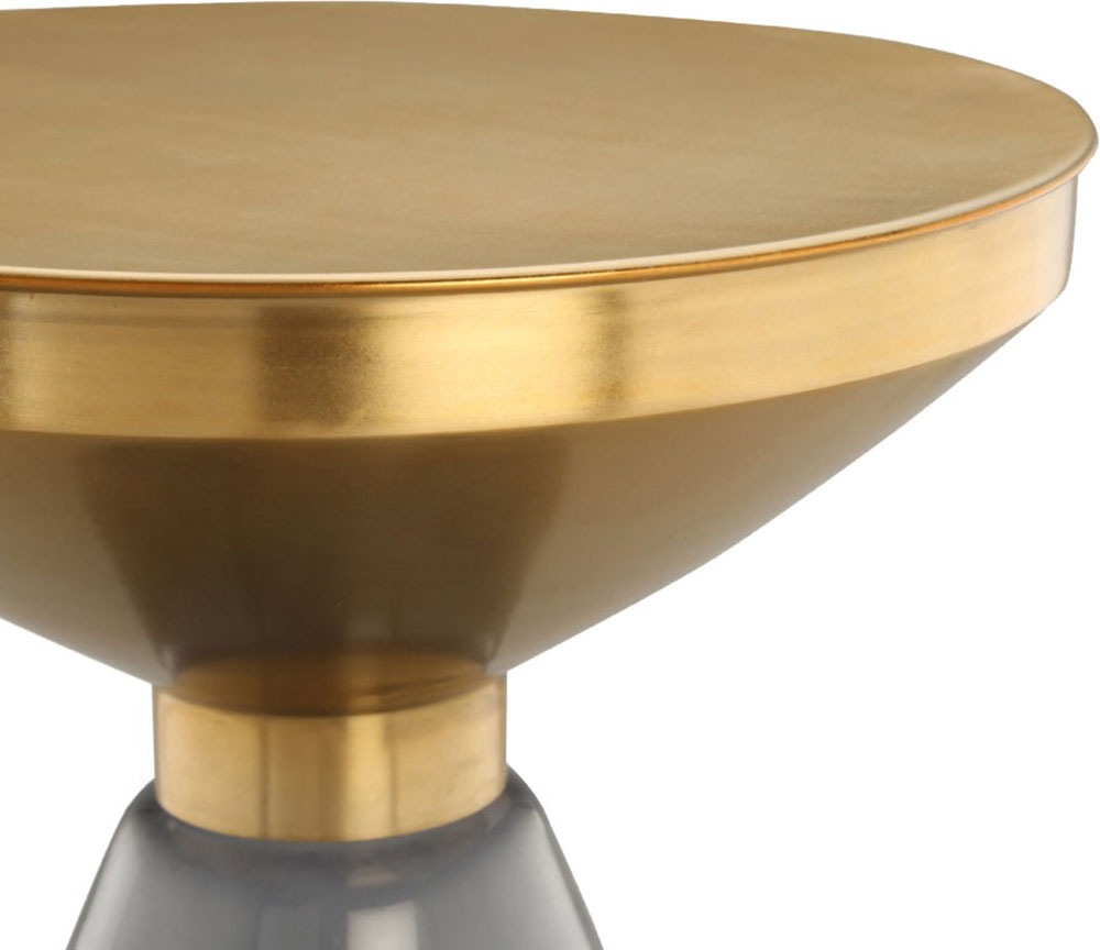 Kayoom Beistelltisch »Roman 325, mundgeblasener Glaskorpus«, (1 St.), mundgeblasener Glaskorpus, Retro-Design, goldene Metall-Tischplatte