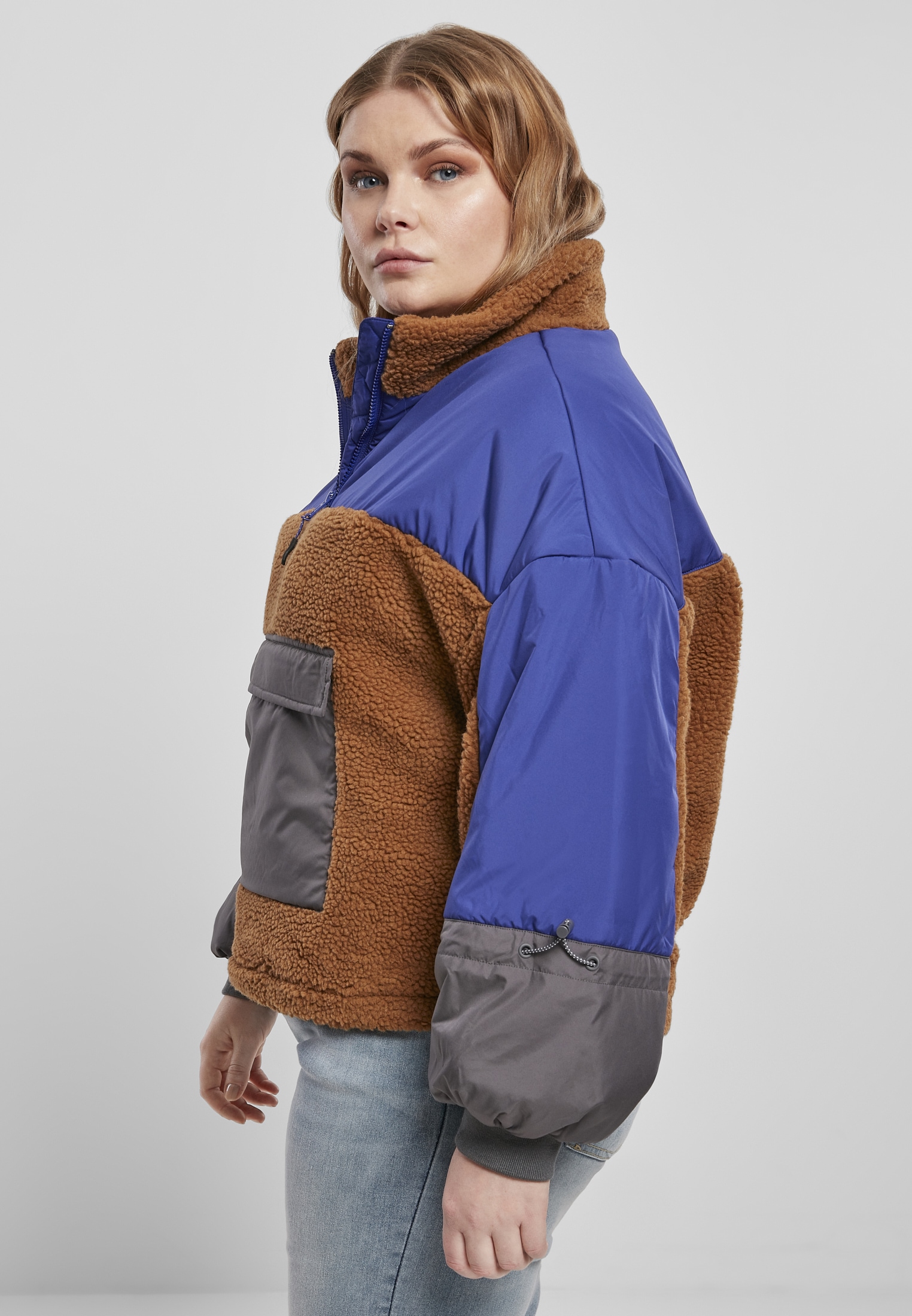 URBAN CLASSICS Outdoorjacke »Frauen Ladies Sherpa 3-Tone Pull Over Jacket«,  (1 St.), ohne Kapuze für bestellen | BAUR | Jacken