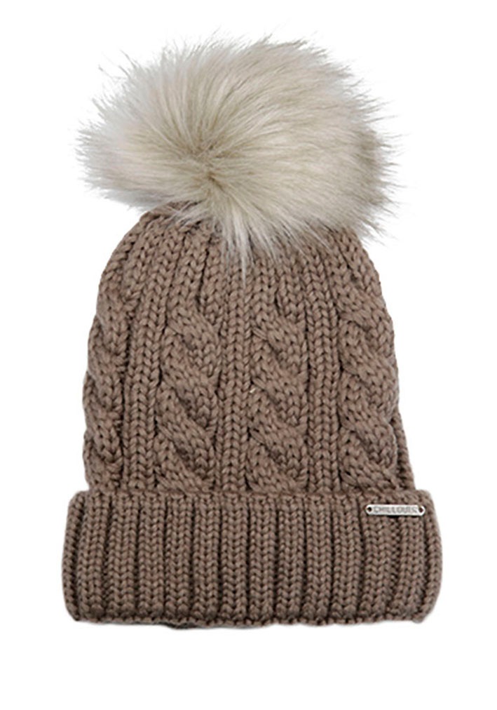 chillouts Bommelmütze "Joan Hat", Mit Fake-Fur Pom Pom, Zopfmuster günstig online kaufen