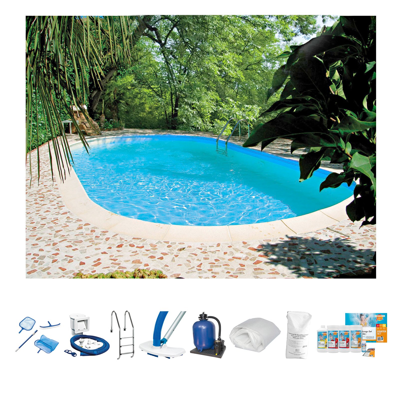 Clear Pool Ovalpool "TAHITI", (Set, 9 tlg.), 800x400x150 cm