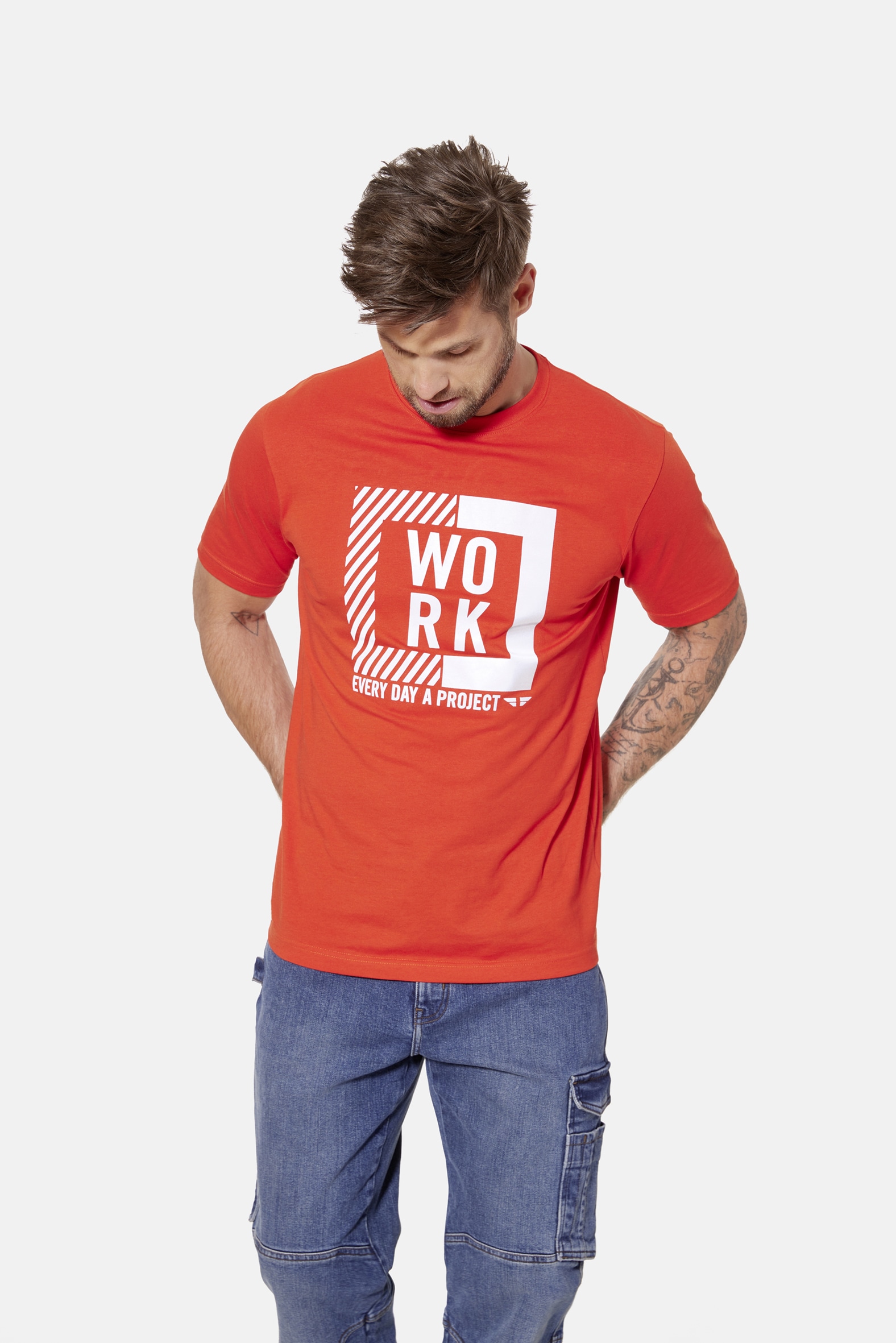 HERO by John Medoox Businessshirt »Workwear T-Shirt mit Logoprint«, T-Shirt mit Logoprint Funktionsqualitätfür Herren