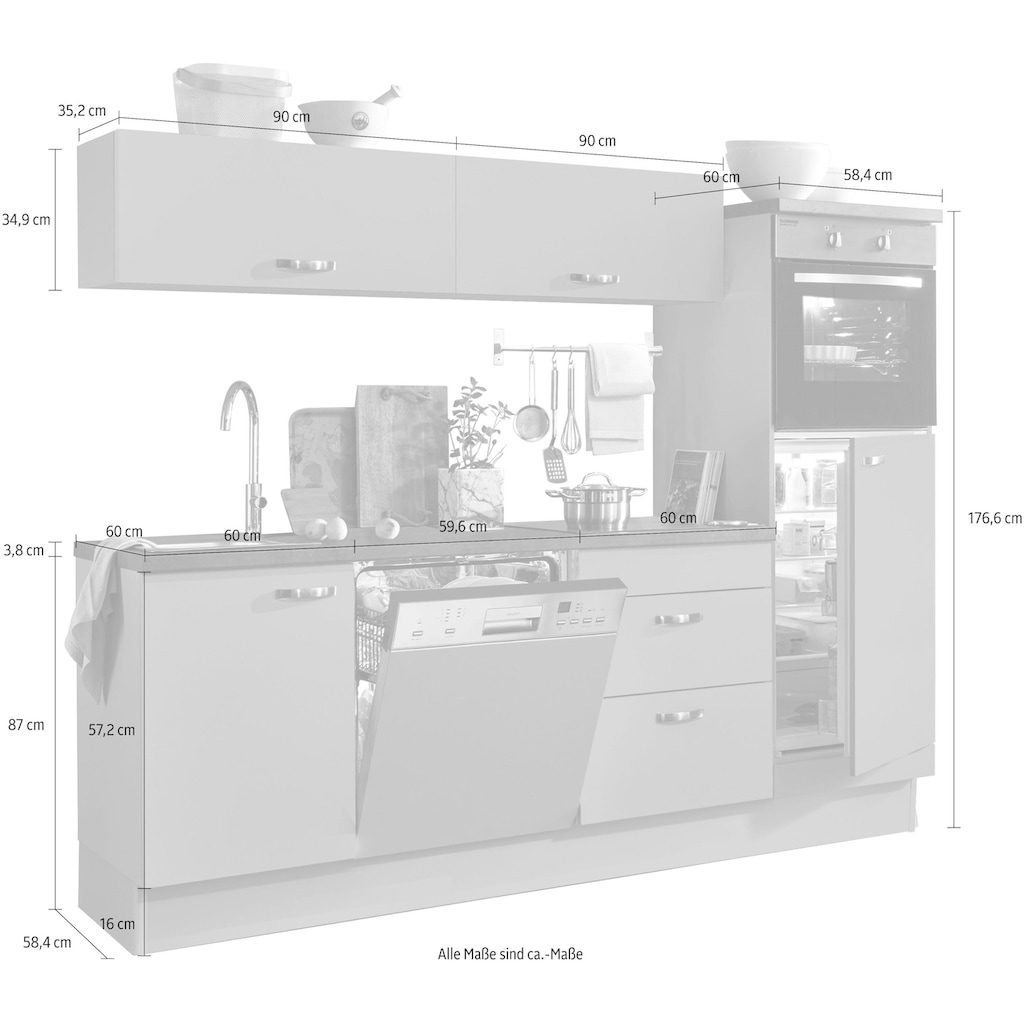 OPTIFIT Küchenzeile »Cara«, mit Vollauszügen und Soft-Close-Funktion, Breite 240 cm