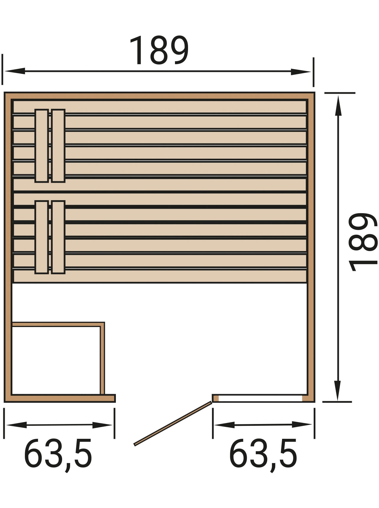 weka Sauna »Massivholzsauna VALIDA 3«, Blockbohlen, Fensterelement, moderne Ganzglastür