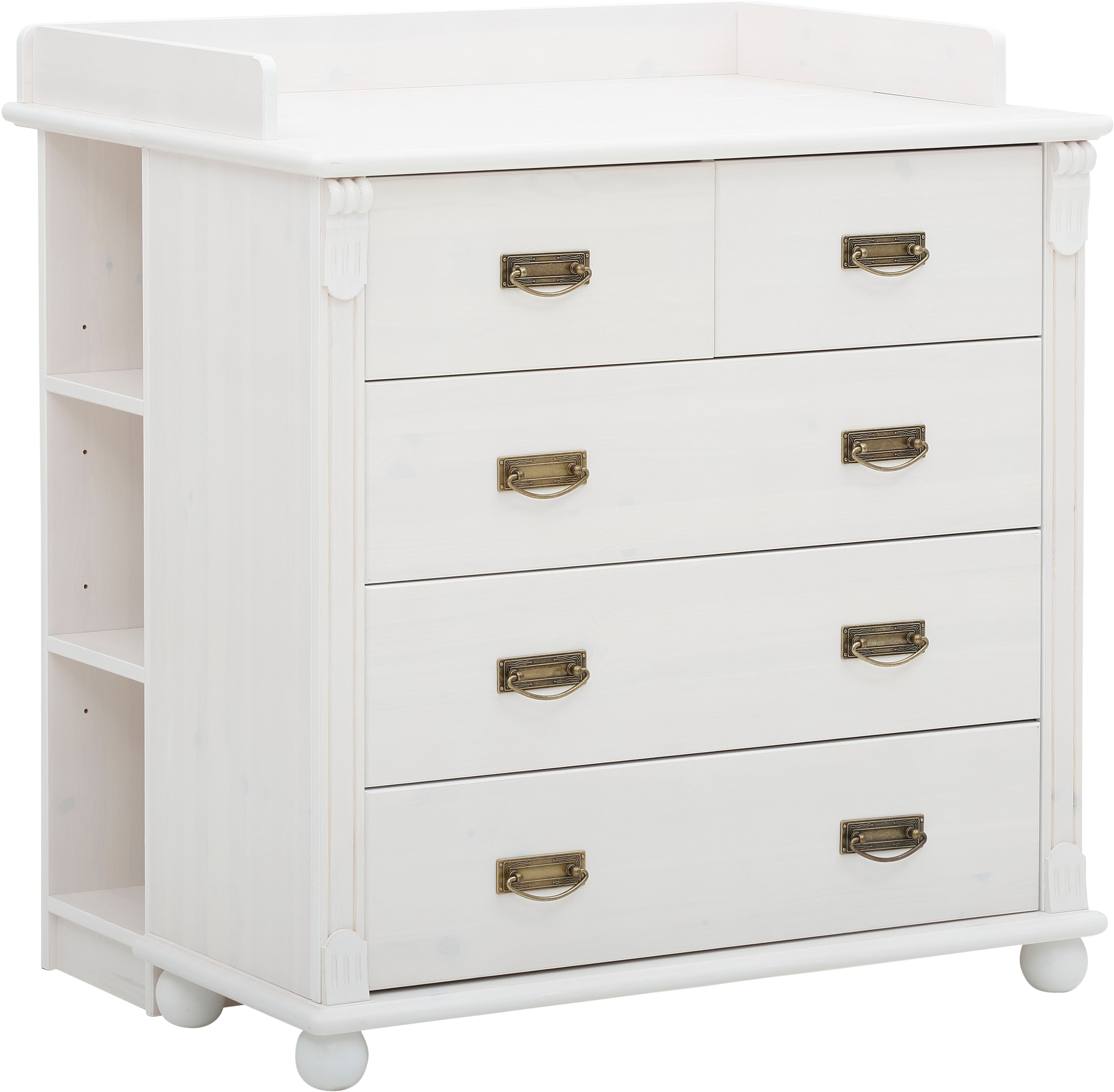 OTTO home 1100000002199 "Aimo, luxoriöser Landhausstil, Messinggriffe," Spar-Set, Kinderbett, Wickelkommode, Unterbauregal, 5 Schubladen, 3 Stk. tlg. aus Massivholz; FSC-Holz aus gewissenhaft bewirtschafteten Wäldern