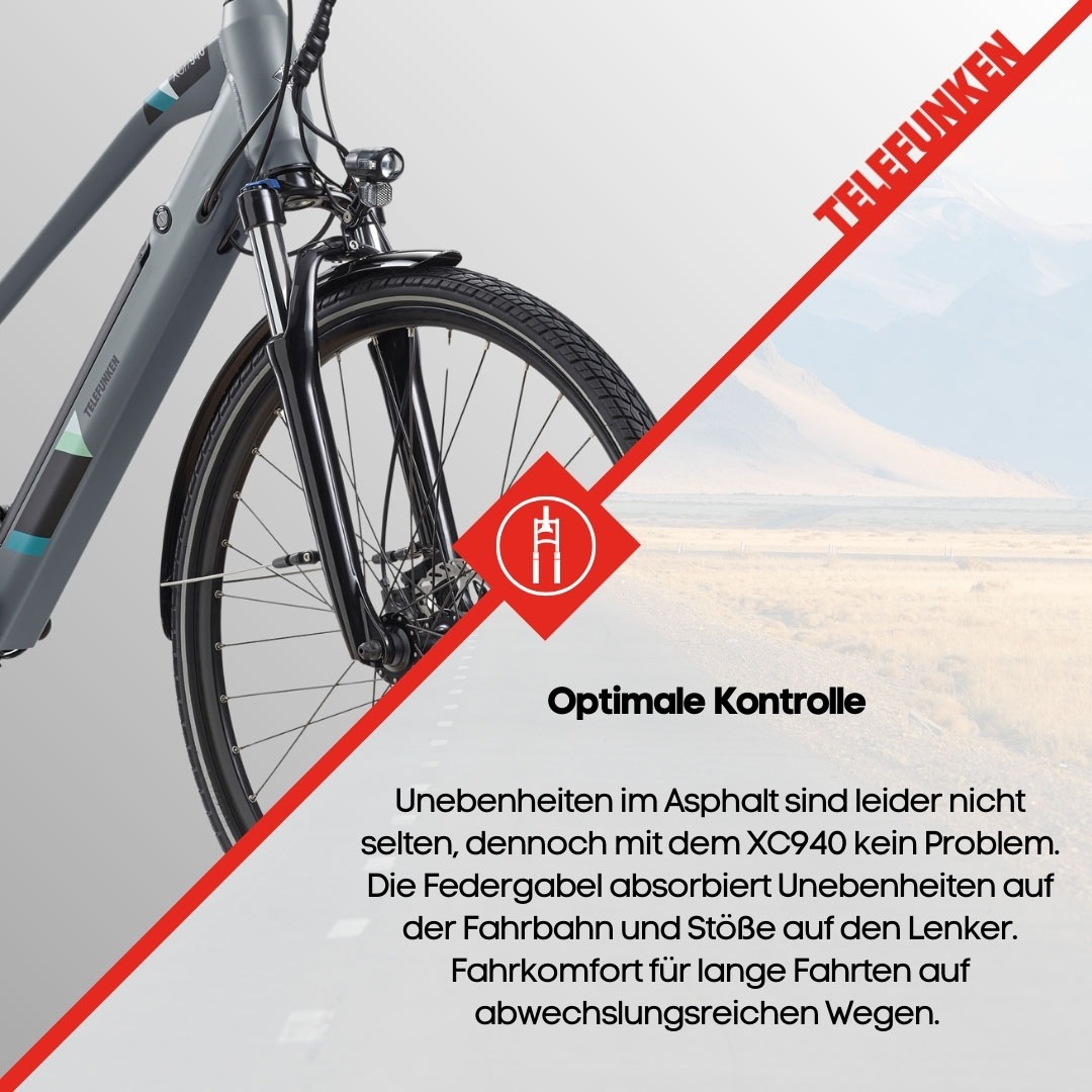 Telefunken E-Bike »Expedition XC940«, 24 Gang, Shimano, Acera, Heckmotor 250 W, (ca. 100 km Reichweite-hydraulische Scheibenbremsen-Straßenzulassung), Trekking Elektrofahrrad, Damen, 28 Zoll, 36 V 417,6 Wh Akku, Pedelec