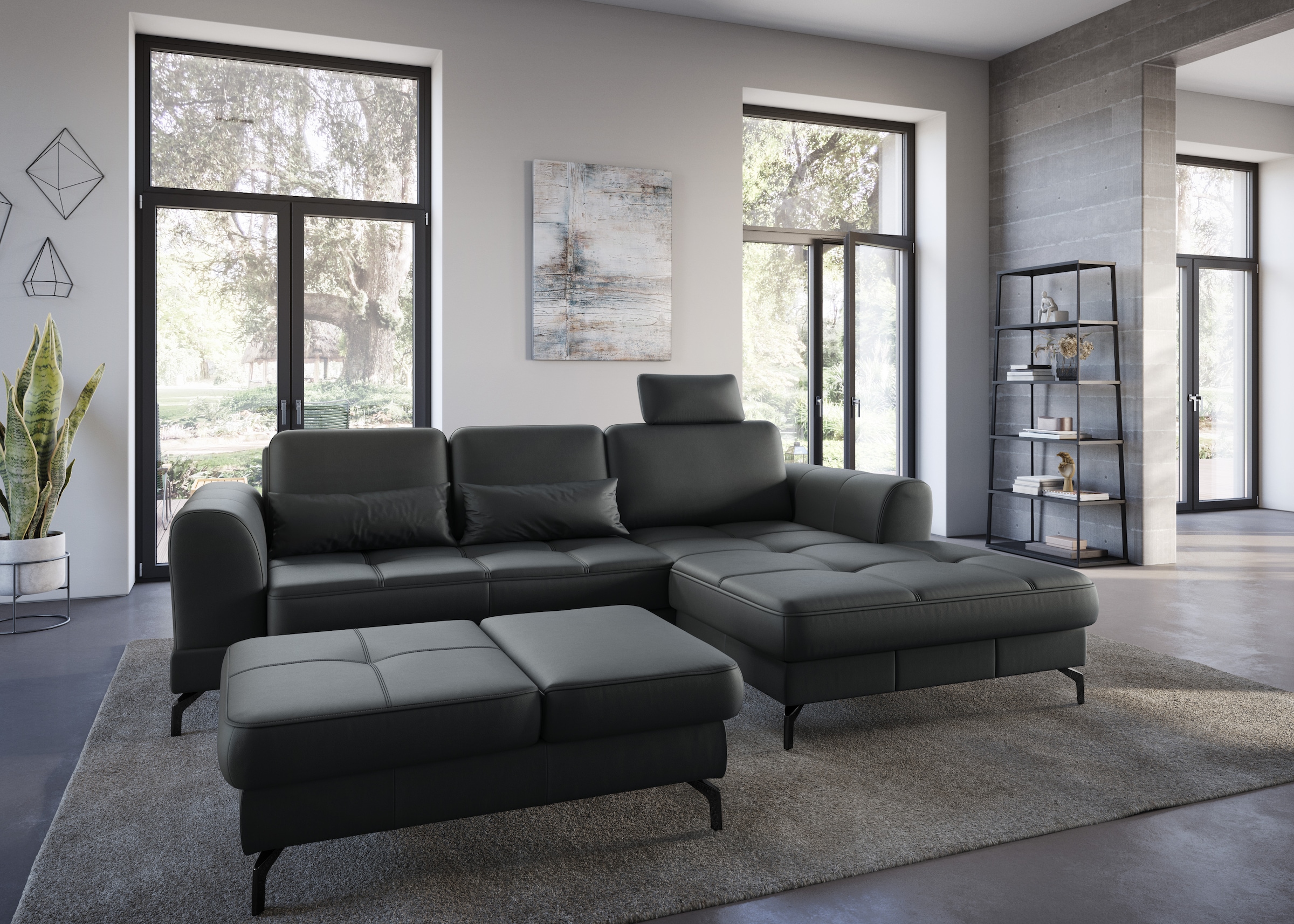 sit&more Ecksofa »Bendigo L-Form«, inklusive Sitztiefenverstellung, Bodenfreiheit 12 cm, in 2 Fußfarben