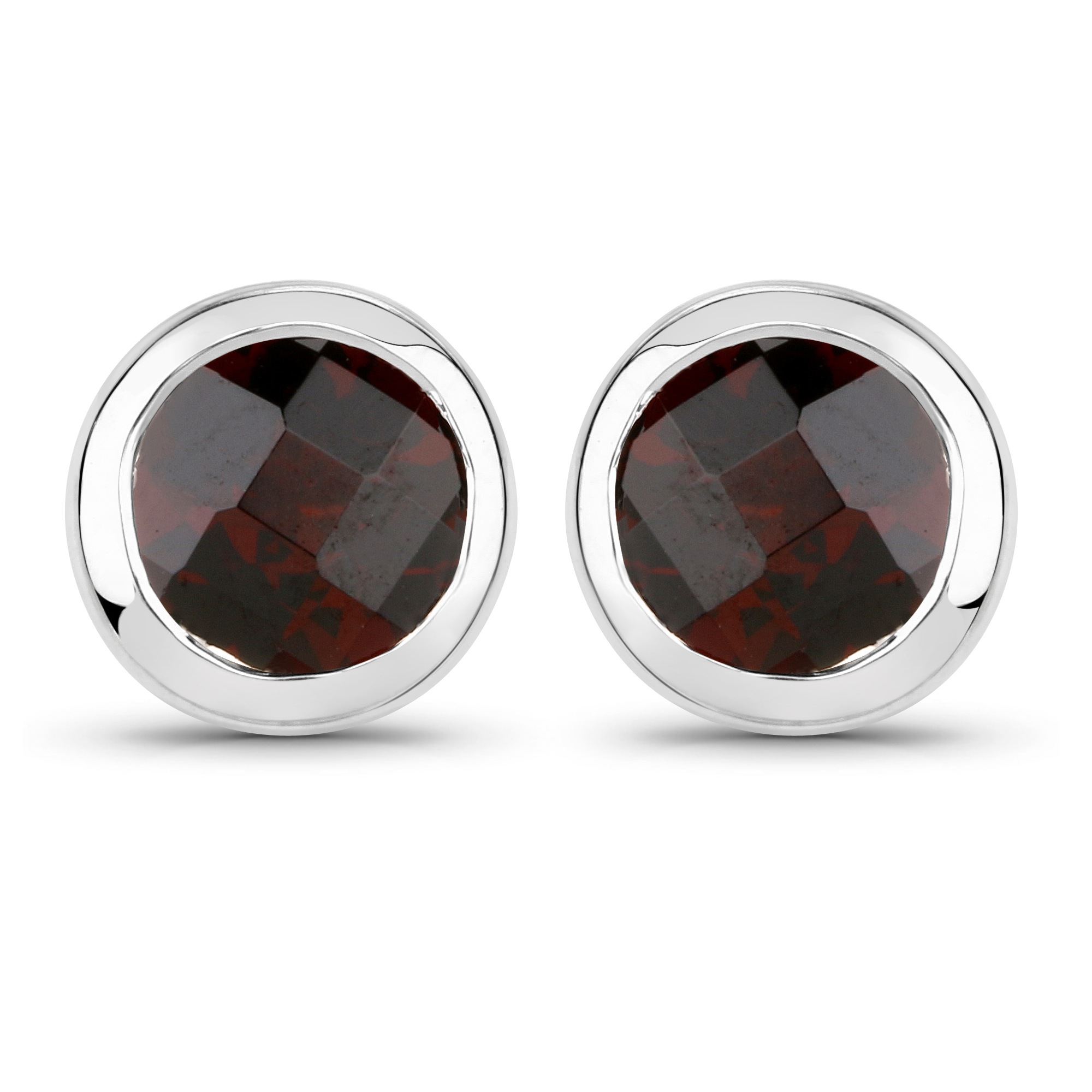 Vira Jewels Paar Ohrstecker »925-Sterling Silber rhodiniert glänzend Granat rot rund«
