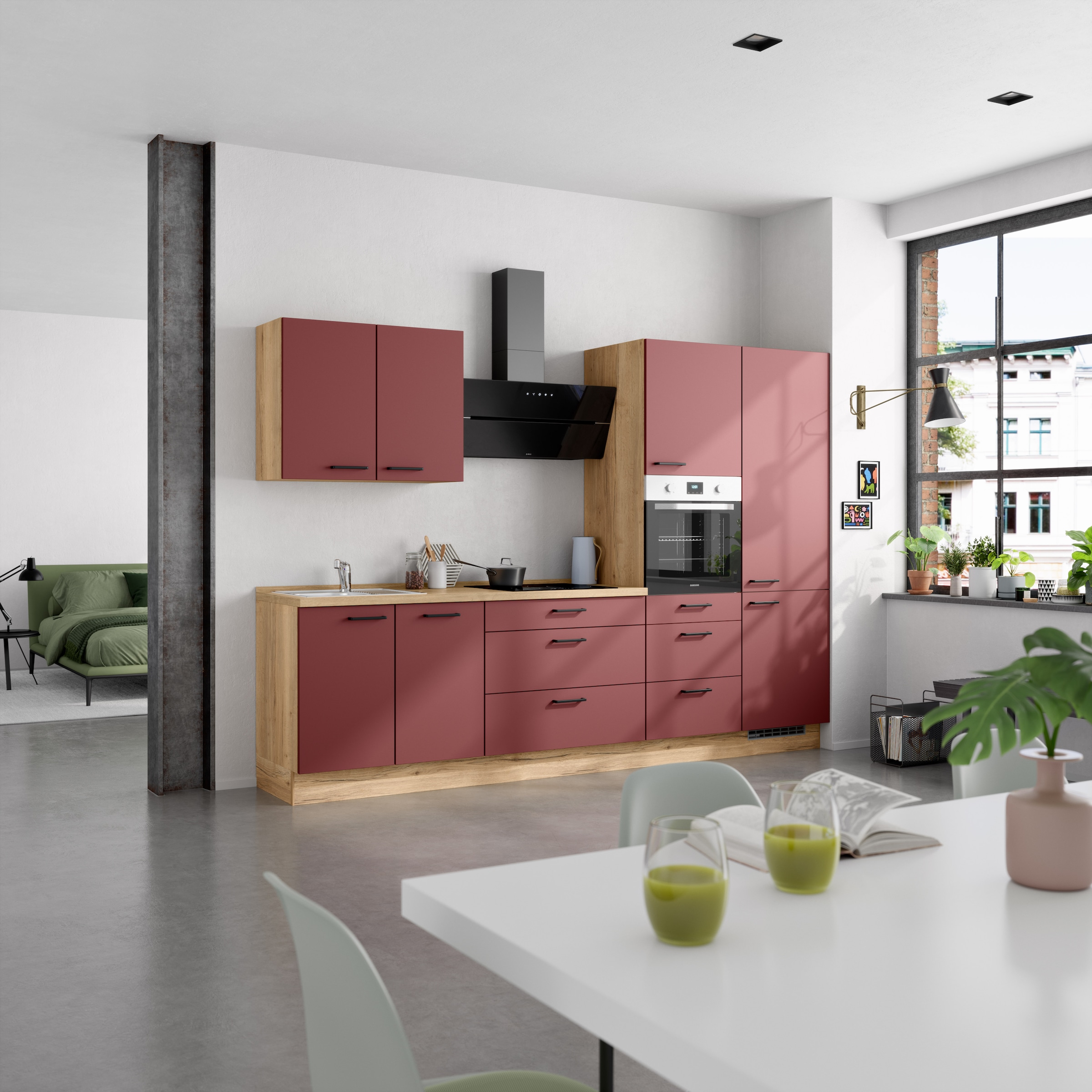 nobilia® Küchenzeile »"Easytouch II"«, vormontiert, Ausrichtung wählbar, Breite 300 cm, wahlw. mit E-Geräten