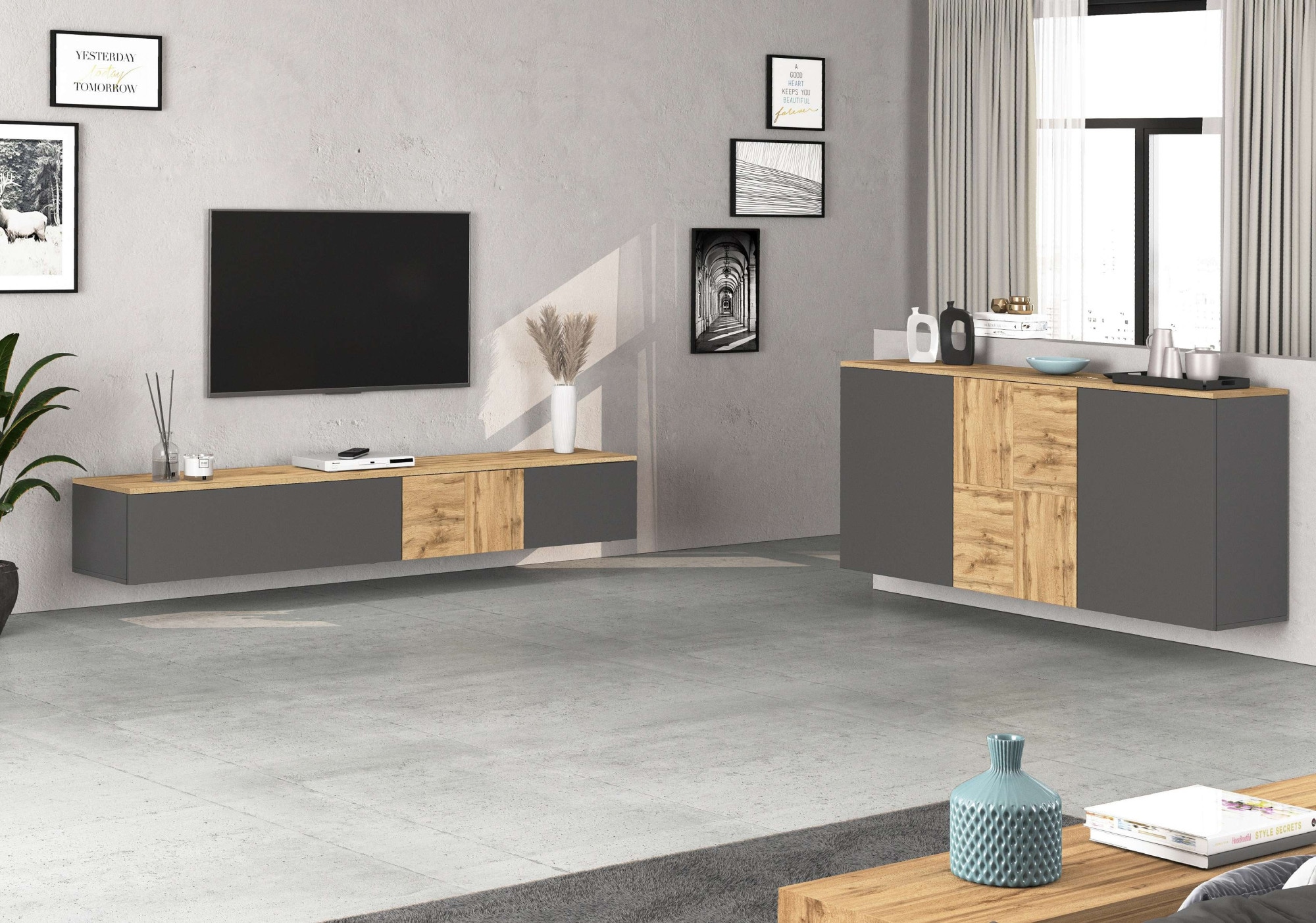 INOSIGN Sideboard »Sideboard ISEO, Kommode, Schrank, Kredenz« 1 Stk. tlg. stehend/hängend, 3 Türen, 6 Fächer, Breite 150 cm