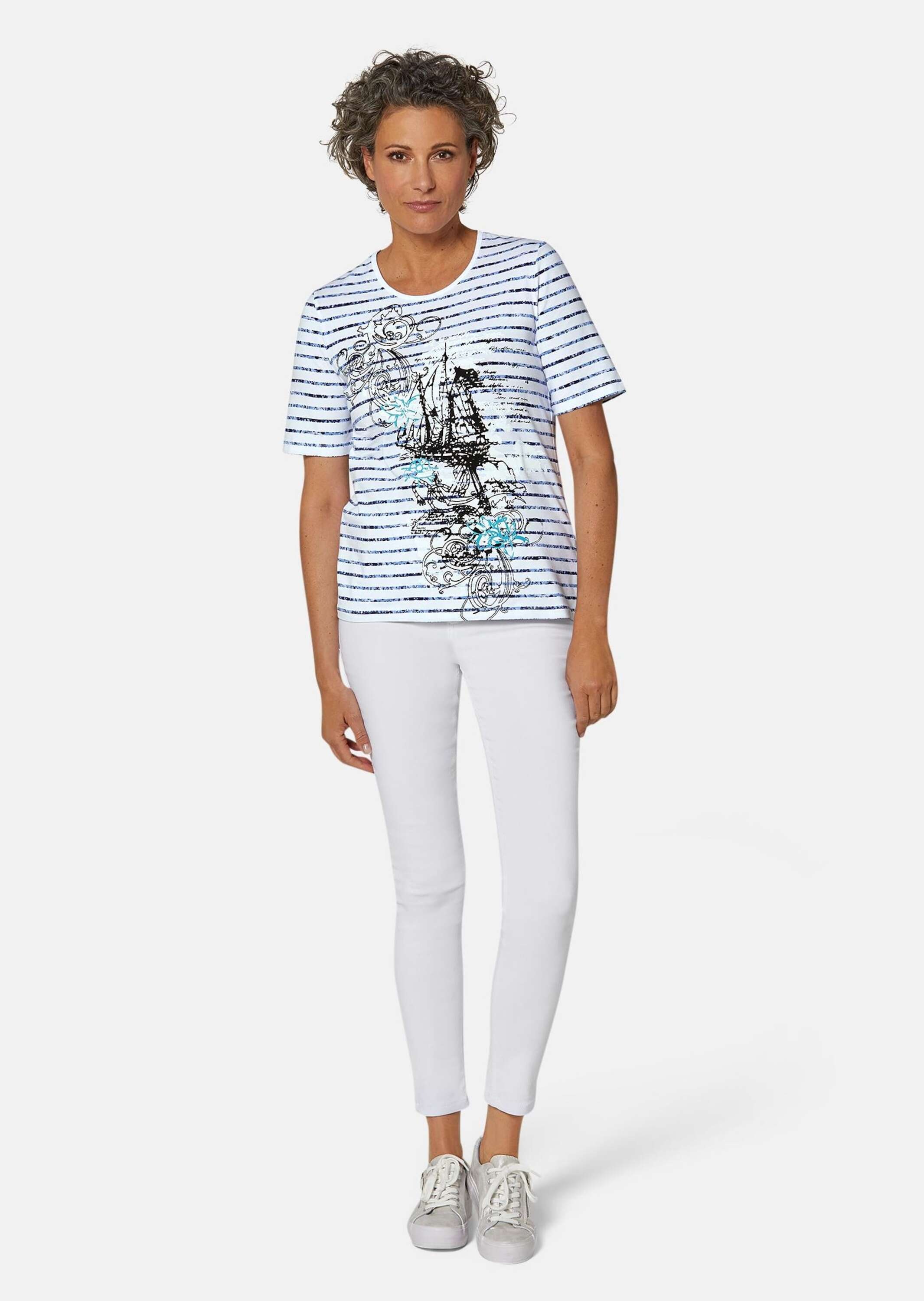 GOLDNER Print-Shirt »Kurzgröße Ringelshirt mit aufregendem Motiv«