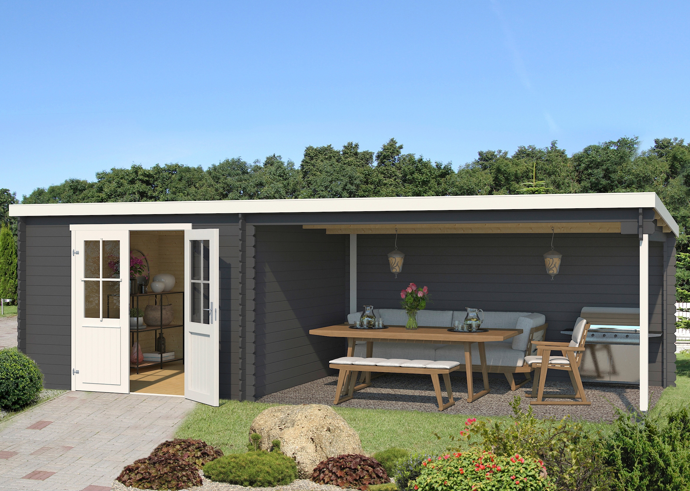 LASITA MAJA Gartenhaus "St. Louis" mit Anbau günstig online kaufen