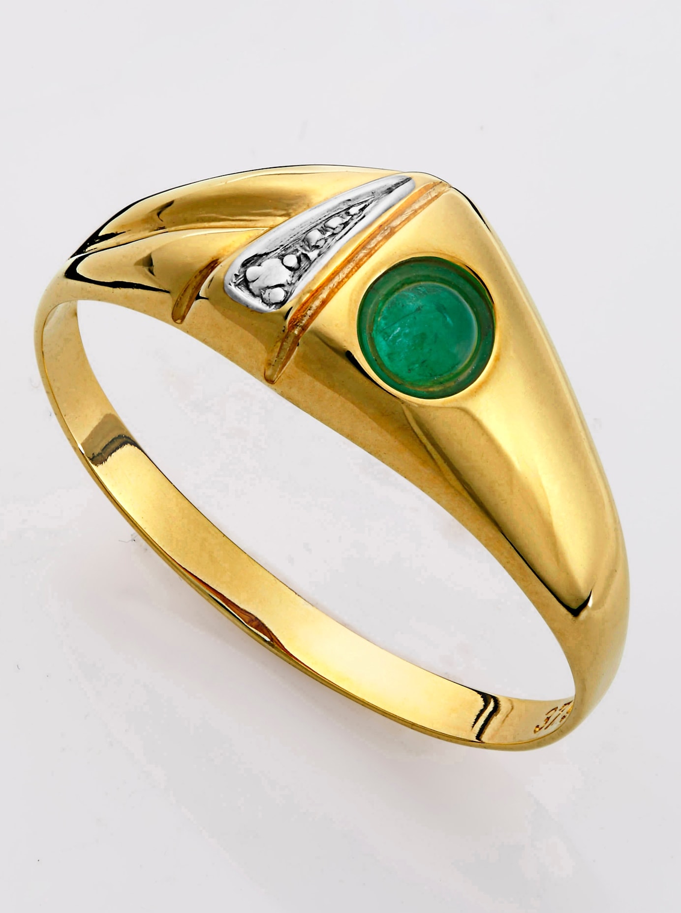 Fingerring LADY Gr. 20, grün, Fingerringe, Damen, 20, Gold Metall, Gold, Metall, Fingerring