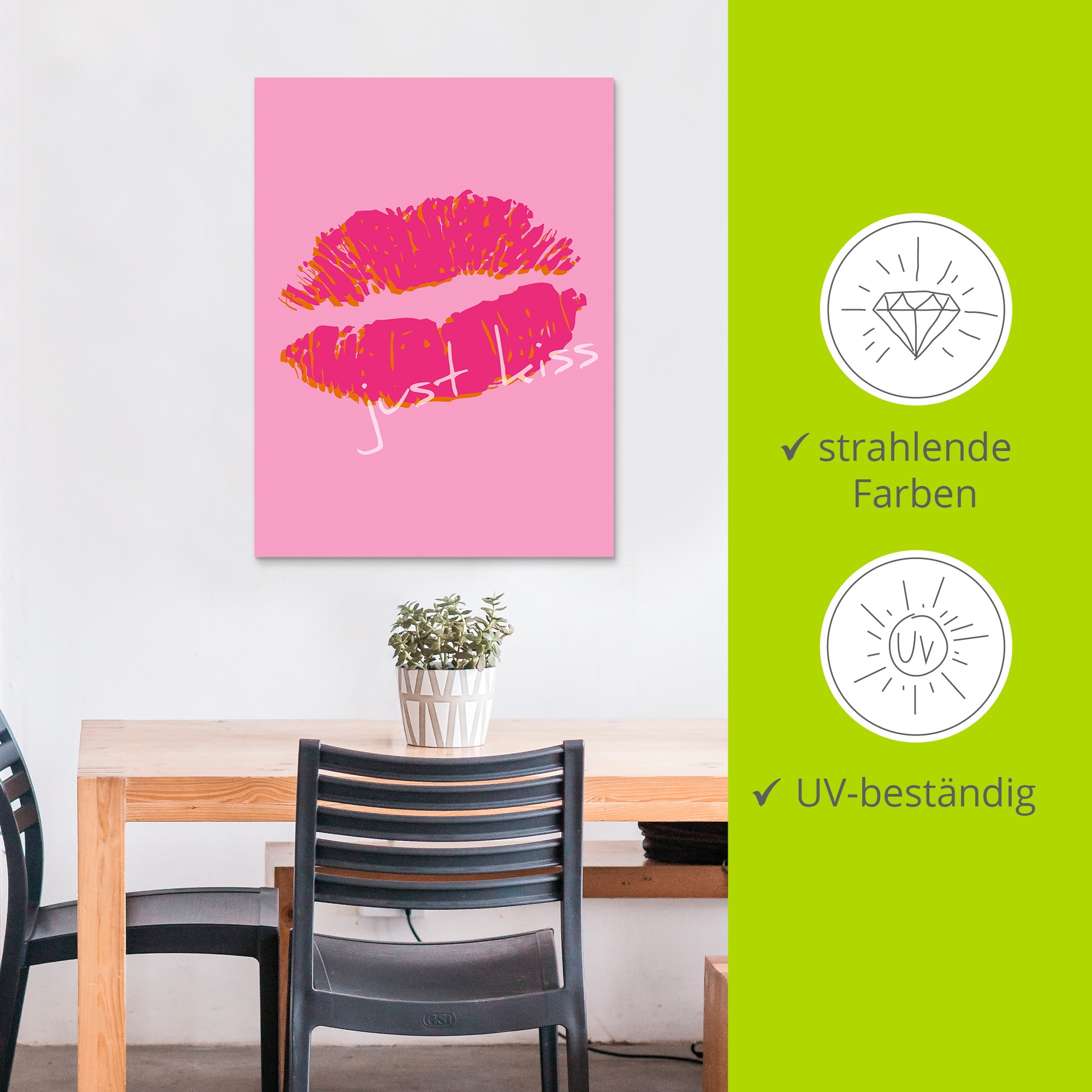 Wandbild ARTLAND "Just kiss", farbe bild(er): pink, B:60cm H:80cm, Alu Dibond, Bilder, als Alubild, Leinwandbild, Poster, Wandaufkleber in verschied. Größen 2