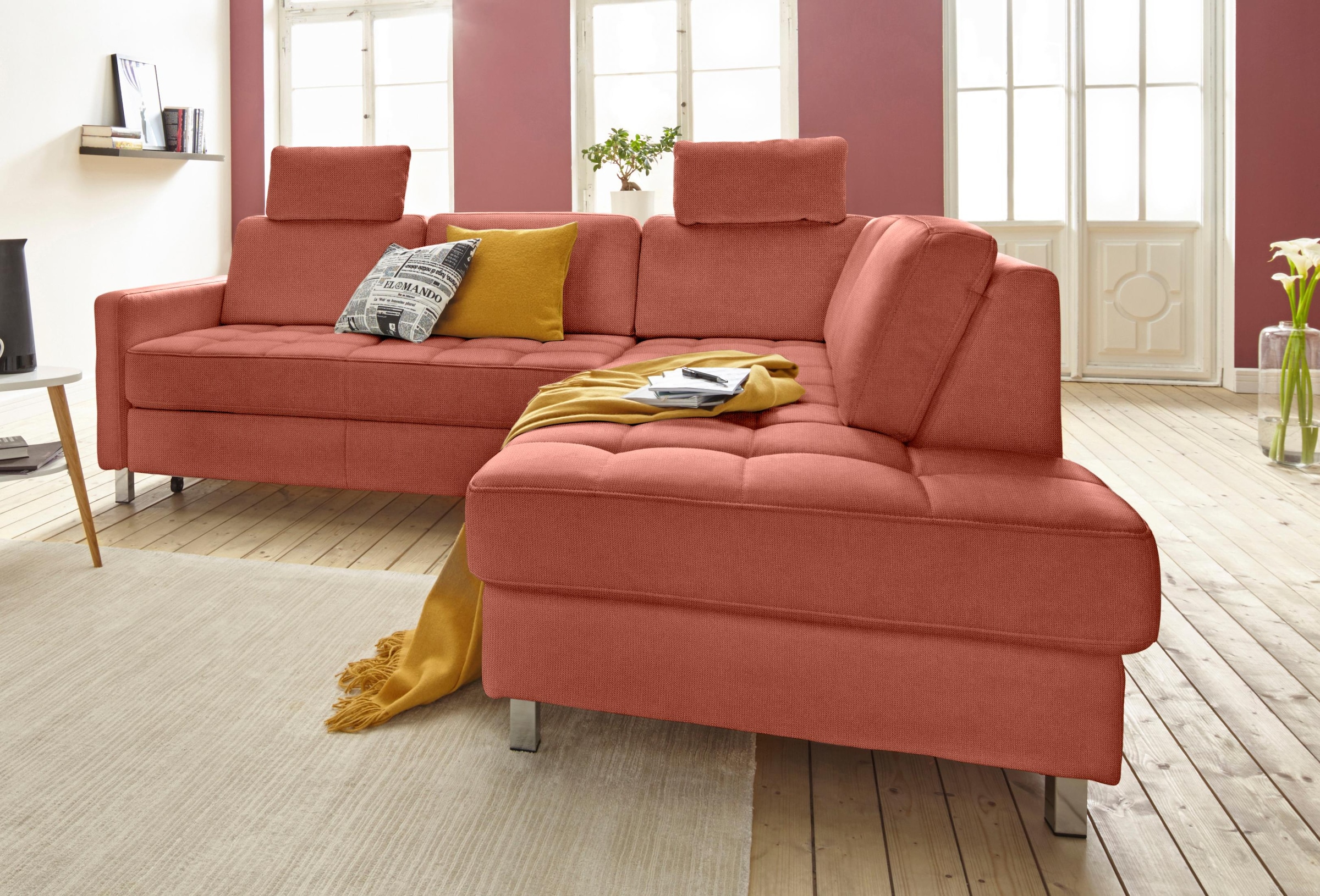 sit&more Ecksofa "Pablo L-Form", wahlweise mit Bettfunktion und Bettkasten