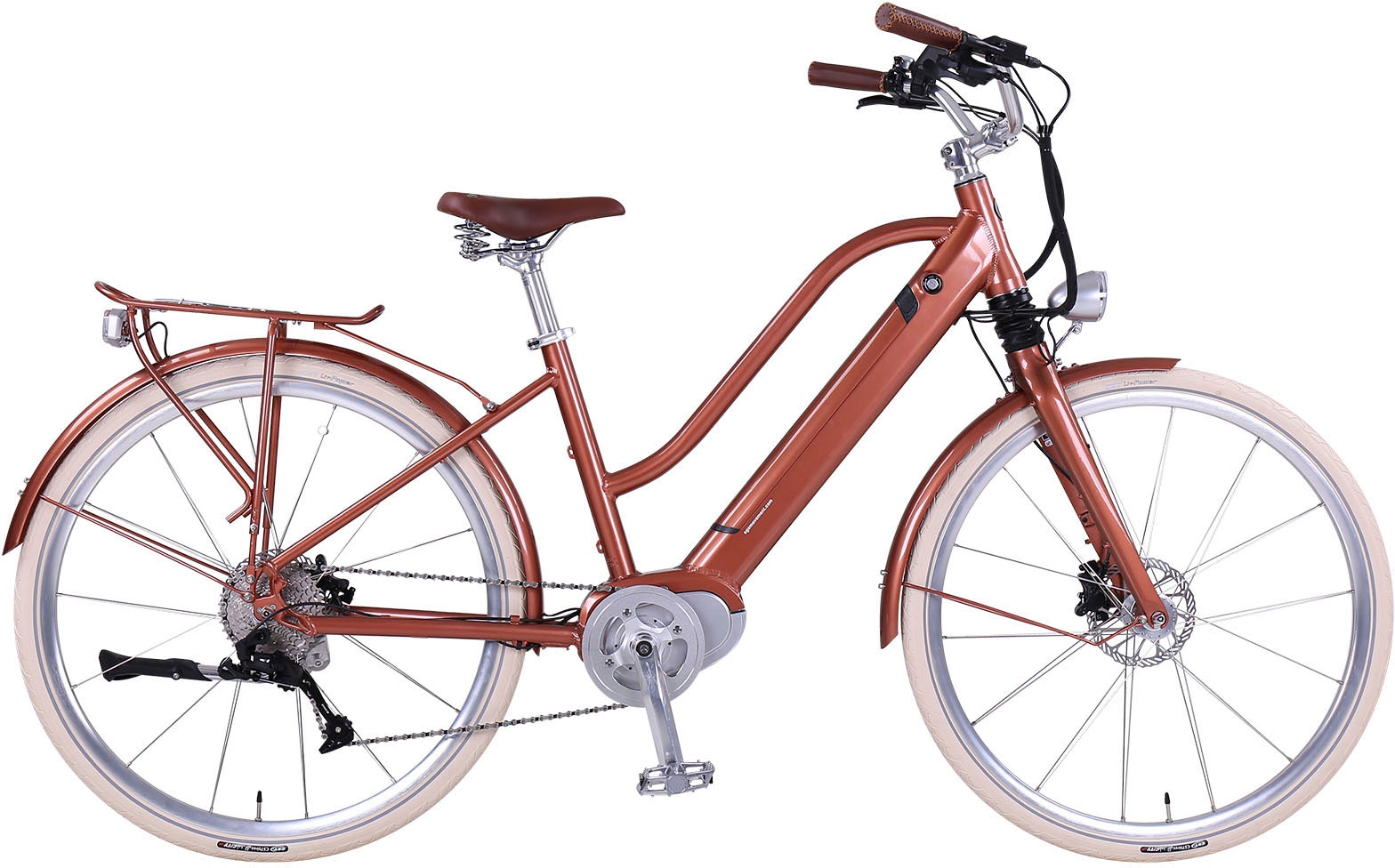 eGO Movement E-Bike "Classic 25 Cleopatra Trapez 45 cm Bronze 28"", 10 Gang, Shimano, Deore, Mittelmotor 250 W, Pedelec,