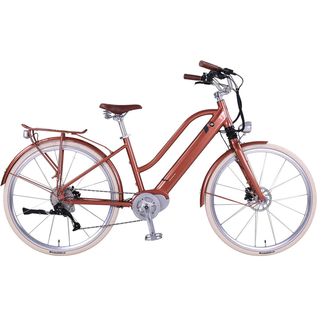 eGO Movement E-Bike »Classic 25 Cleopatra Trapez 45 cm Bronze 28"«, 10 Gang, Shimano, Deore, Mittelmotor 250 W