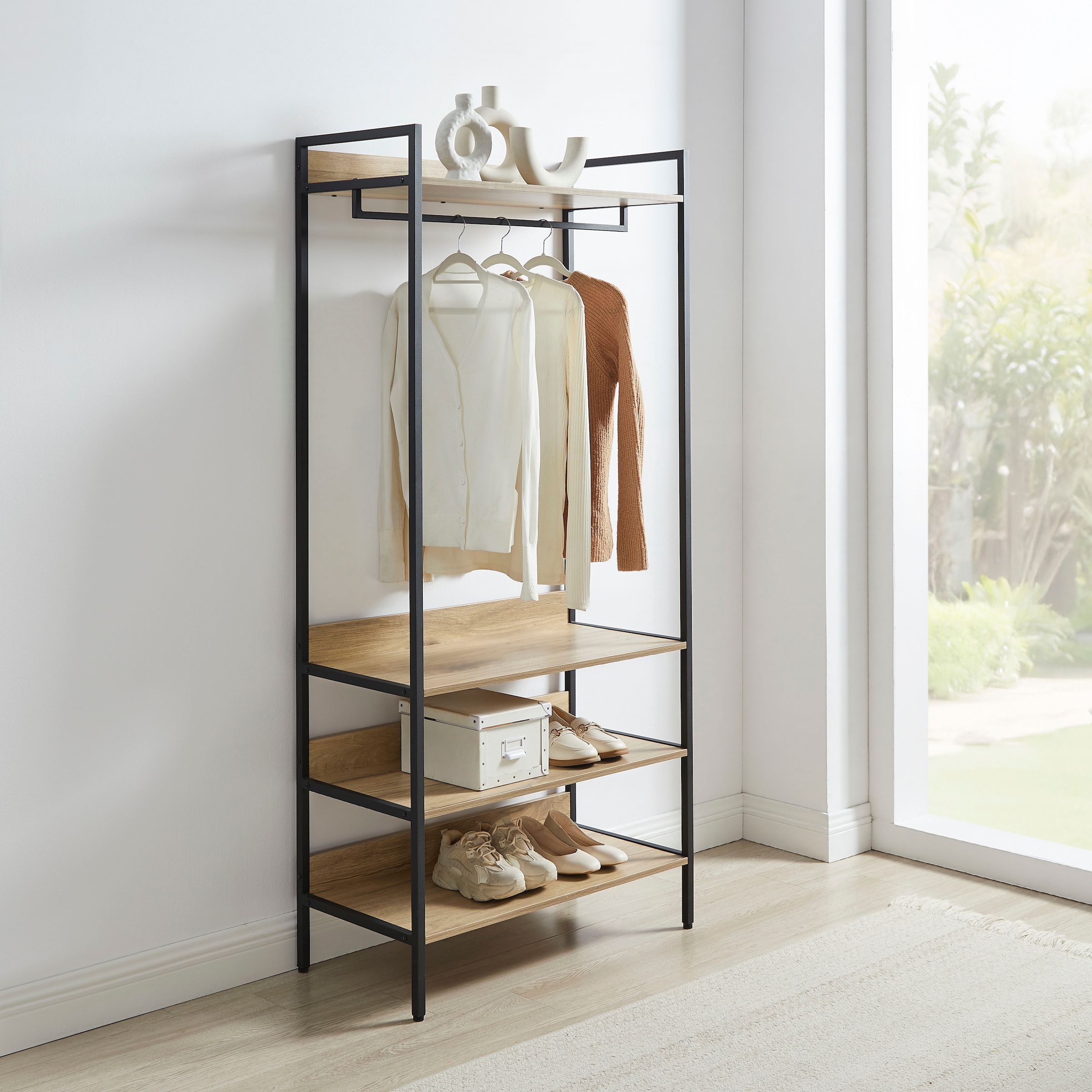 OTTO home Garderobenschrank »Tayler«, Melamin-Tischplatte, pulverbeschichtetem Metallgestell, Höhe 180 cm