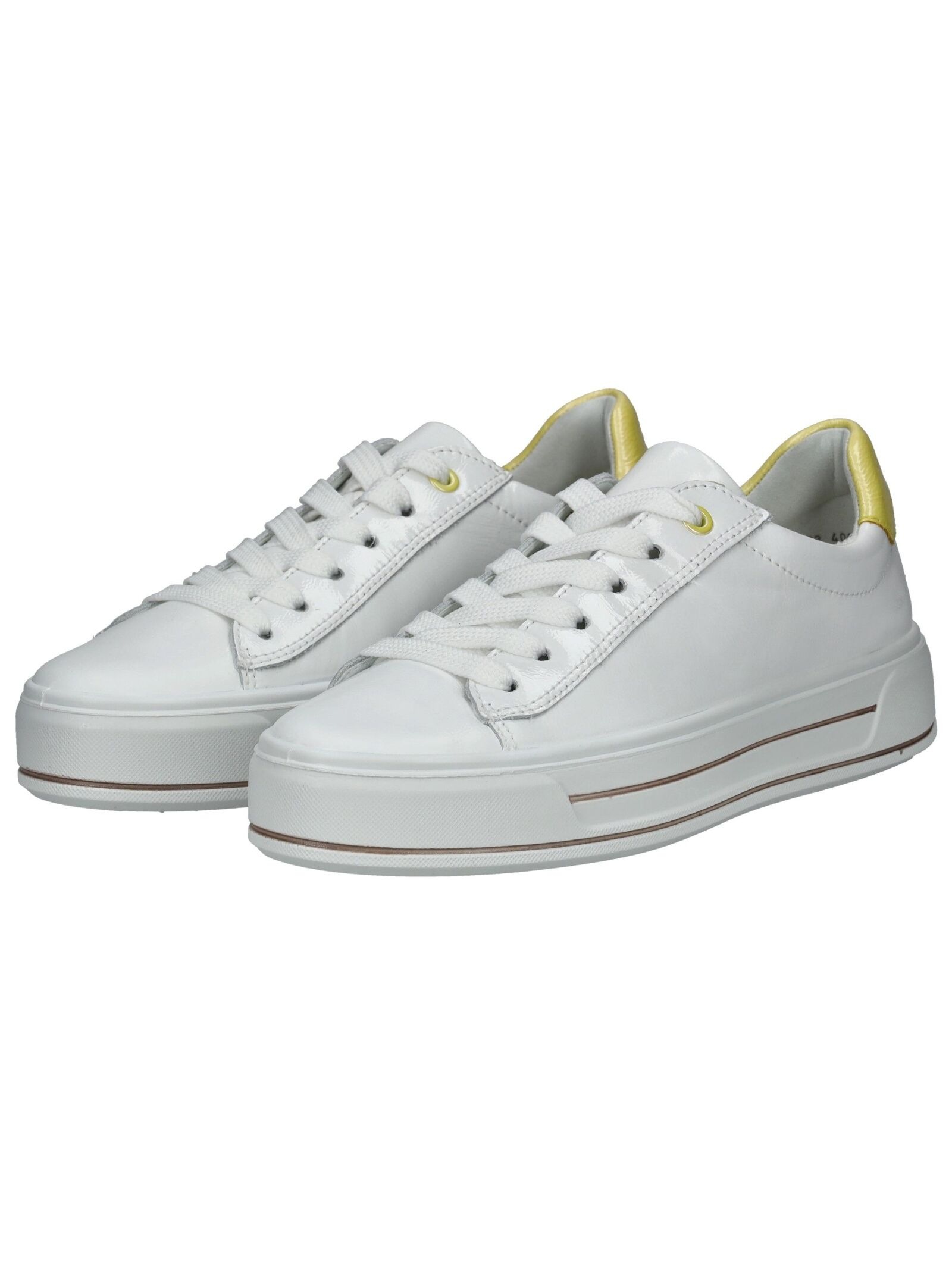 Sneaker ARA "Ara Sneaker Leder", Damen, Gr. 40, weiß, gelb, Leder, Schuhe Sneaker 3