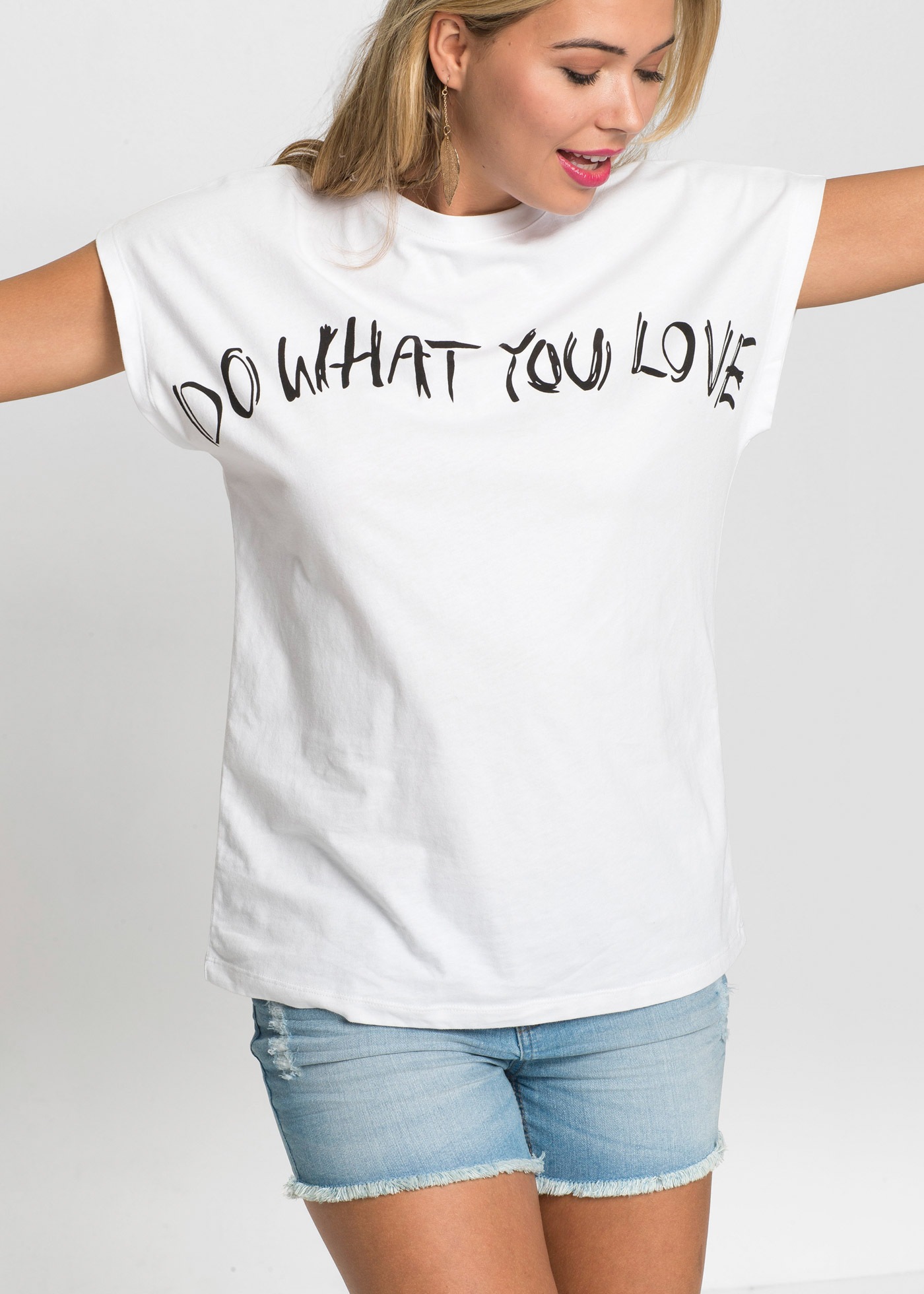 bonprix Oversize-Shirt bequeme Passform, Kurzarm-Design, aus reiner Baumwol günstig online kaufen