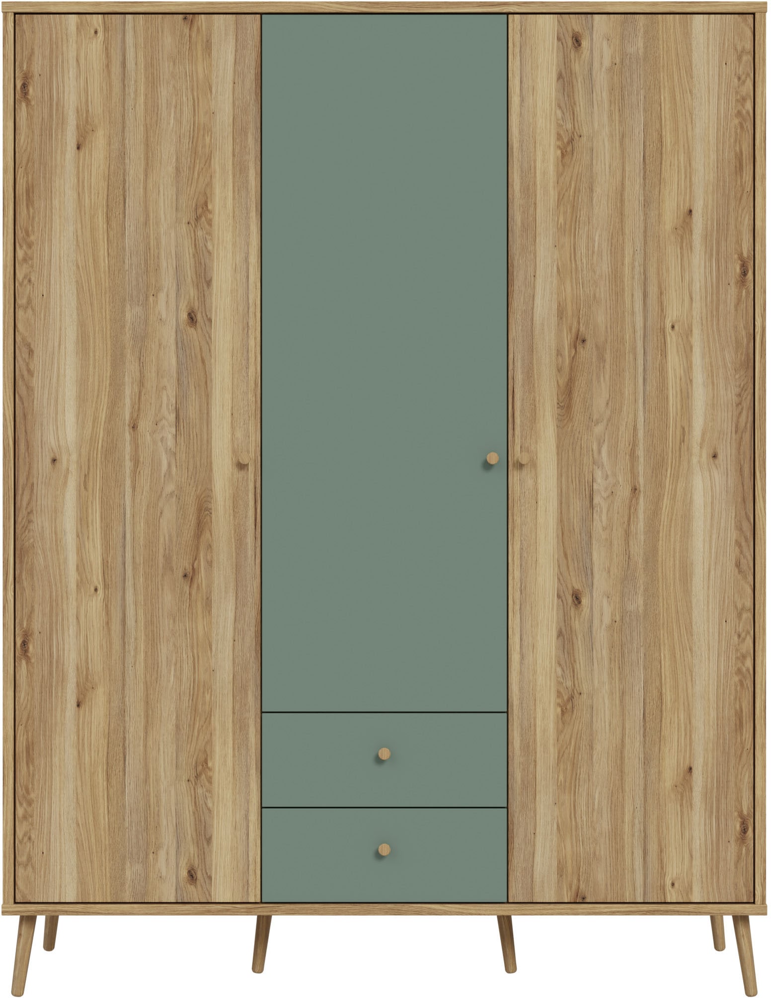 FORTE Kleiderschrank, (B/H/T ca. 94,5x185,6x52,2 cm), Salbei, Drehtürenschrank, Stauraum