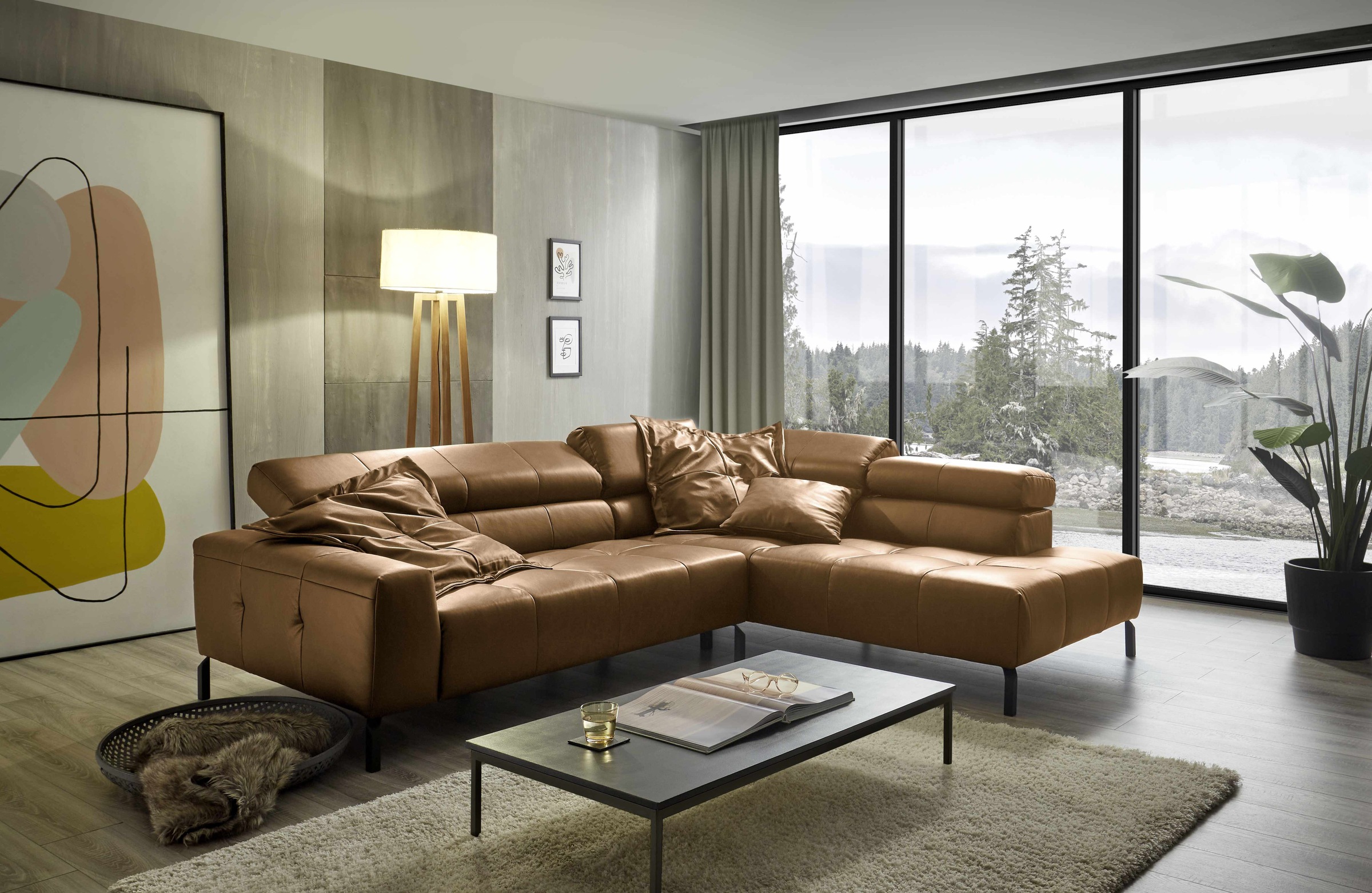 Places of Style Ecksofa »Cleveland, L-Form, incl. Kopfteilverstellung, Breite 276 cm«, wahlweise elektrischer Sitzvorzug
